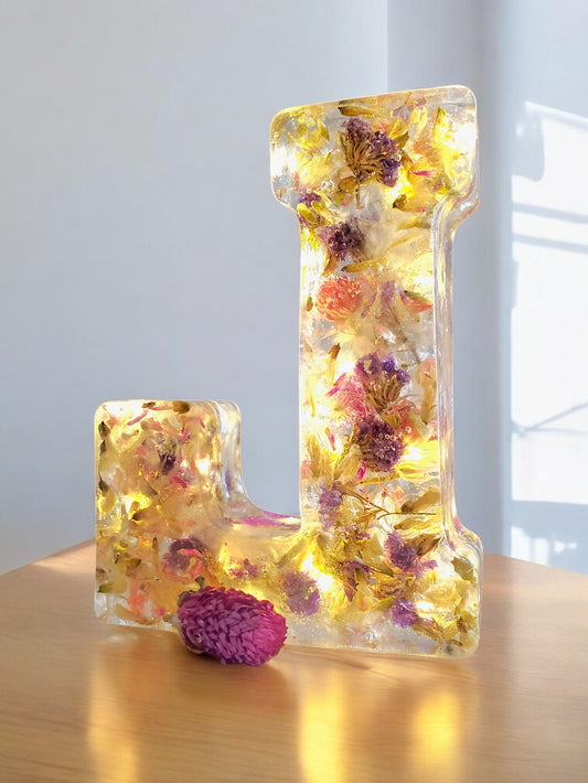 Custom LED Resin Letter | Real Dried Flowers | Personalized Gift for Her | Baby Initial | Floral Keepsake | Memorial Letters | Holiday Decor