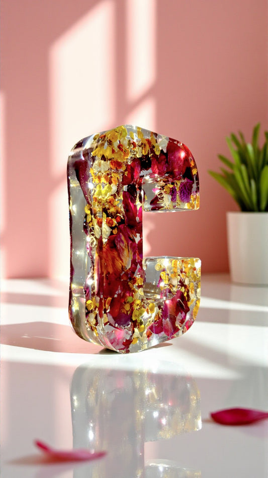 Custom LED Resin Letter with Dried Flowers | Real Dried Flowers | Personalized Floral Keepsake Gift | Holiday Decor | Gift for Home Decor
