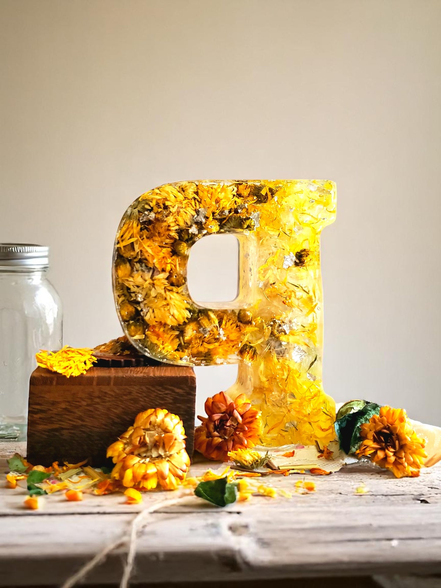 Custom LED Resin Letter | Real Dried Flowers | Personalized Floral Keepsake | Gift for Her, Baby Name Decor, Memorial Letter | Holiday Decor