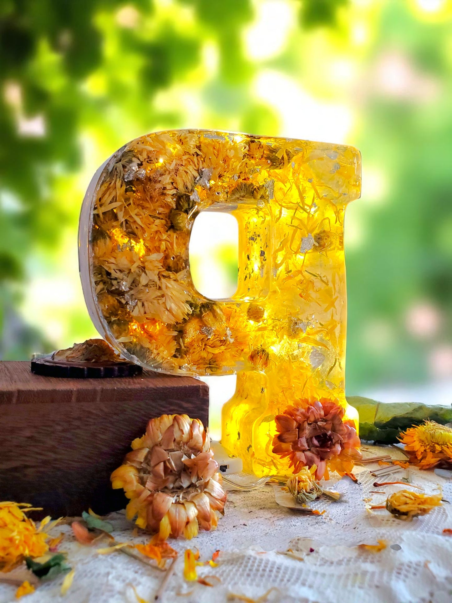 Custom LED Resin Letter | Real Dried Flowers | Personalized Floral Keepsake | Gift for Her, Baby Name Decor, Memorial Letter | Holiday Decor