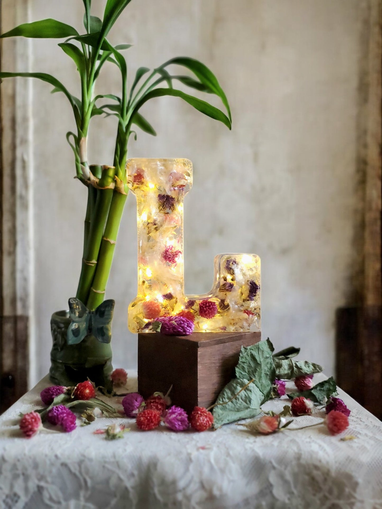 Custom LED Resin Letter | Real Dried Flowers | Personalized Gift for Her | Baby Initial | Floral Keepsake | Memorial Letters | Holiday Decor