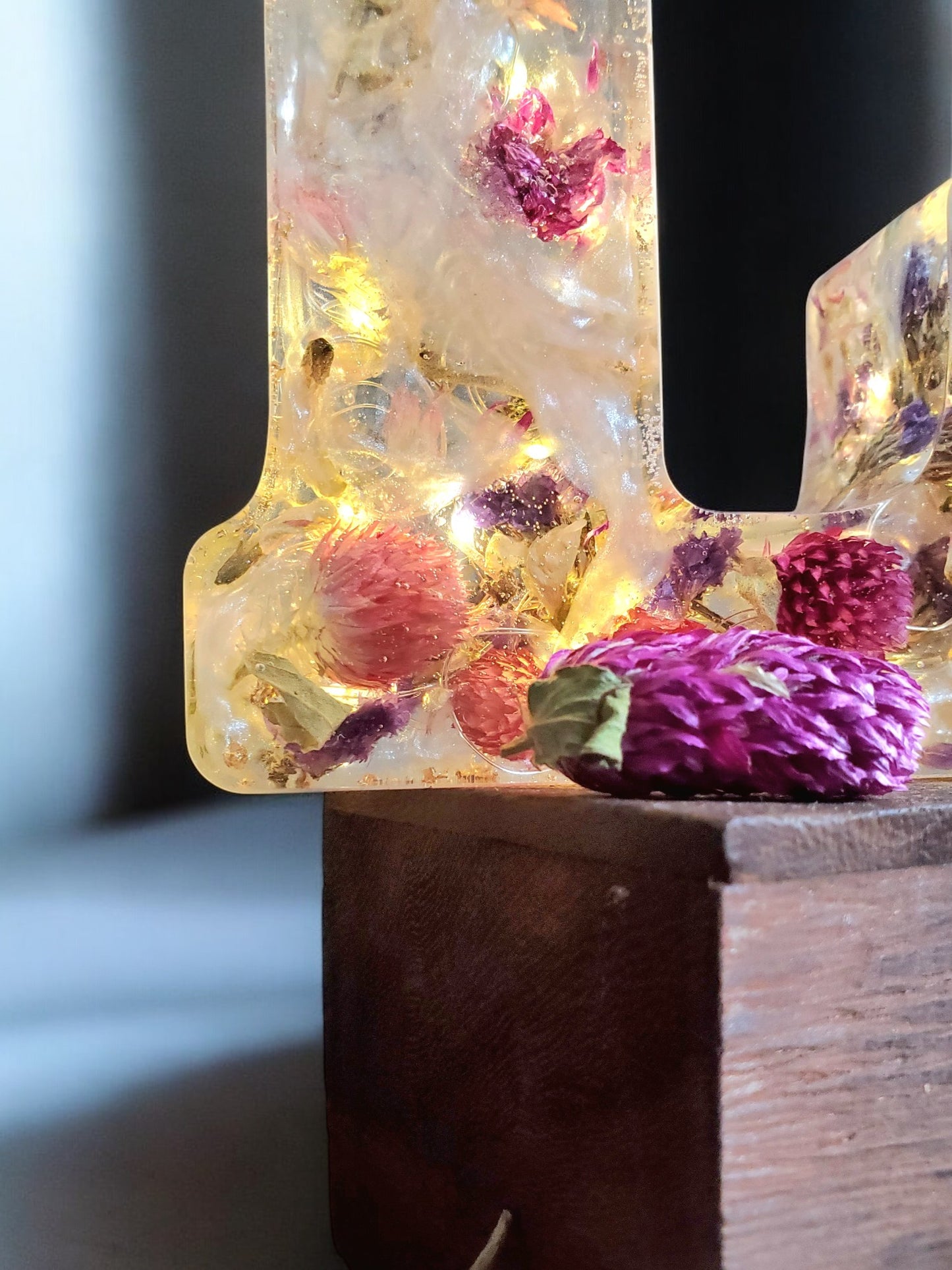 Custom LED Resin Letter | Real Dried Flowers | Personalized Gift for Her | Baby Initial | Floral Keepsake | Memorial Letters | Holiday Decor