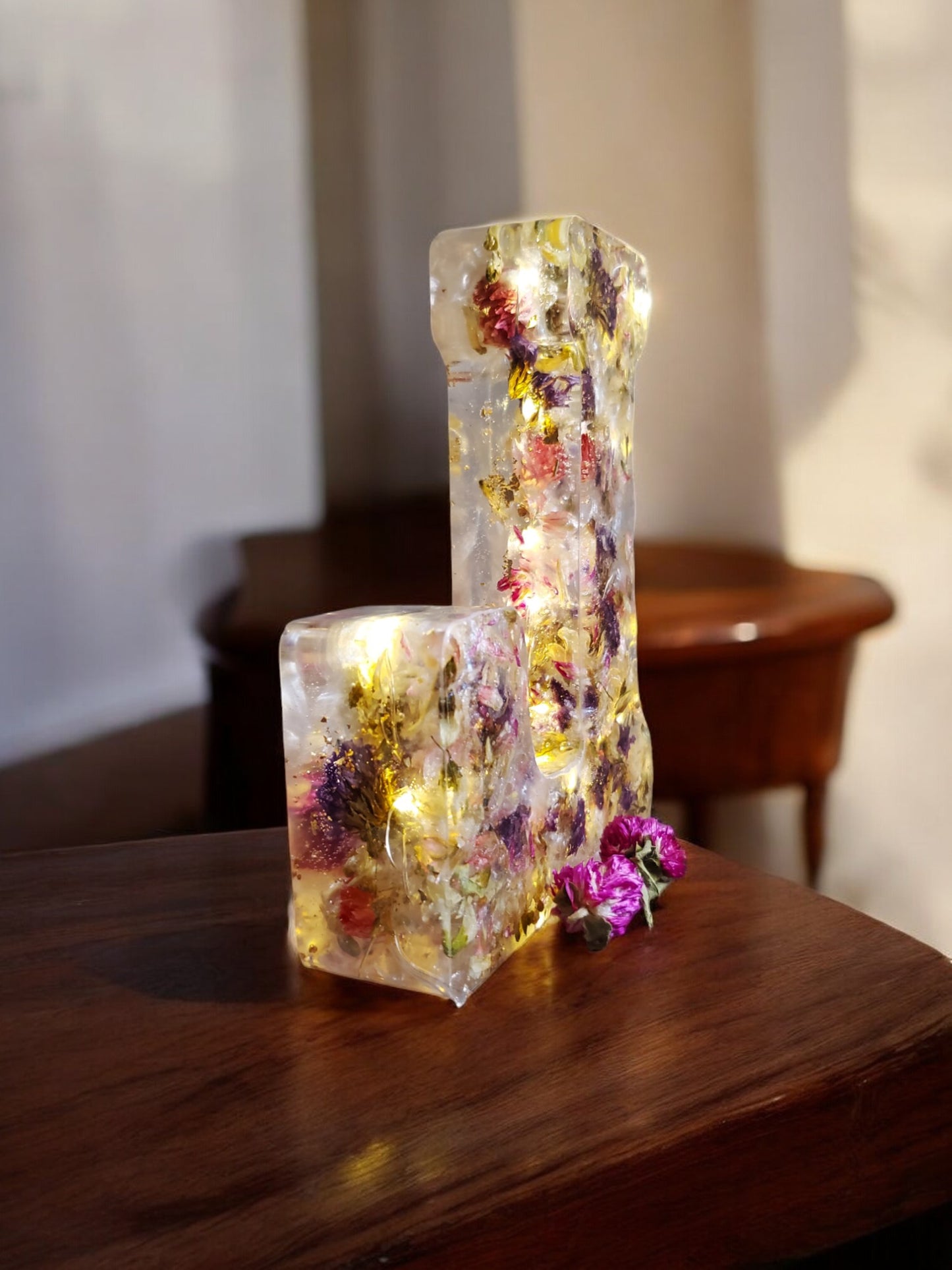 Custom LED Resin Letter | Real Dried Flowers | Personalized Gift for Her | Baby Initial | Floral Keepsake | Memorial Letters | Holiday Decor