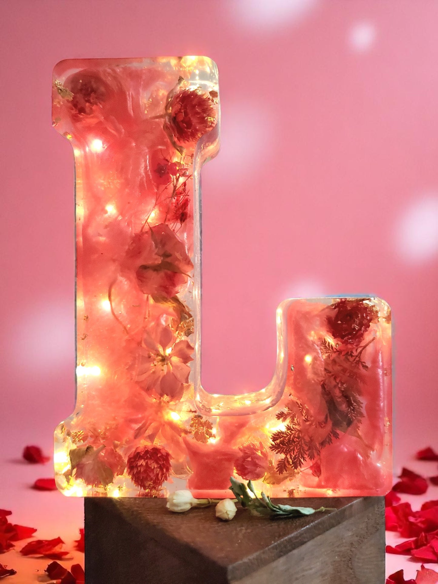 Custom LED Resin Letter, Birthday Gift | Real Dried Flowers | Personalized Decor| Gift for Her, Baby Nursery Decor | Memorial | Made For You