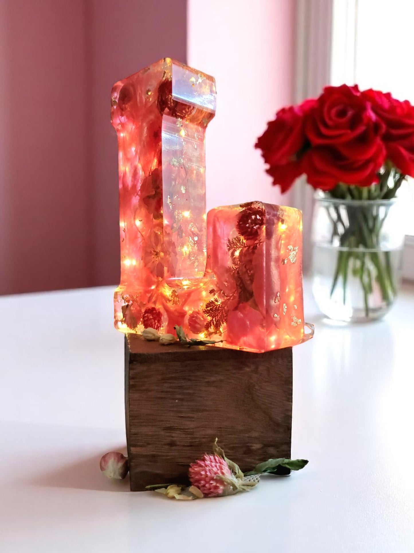 Custom LED Resin Letter, Birthday Gift | Real Dried Flowers | Personalized Decor| Gift for Her, Baby Nursery Decor | Memorial | Made For You