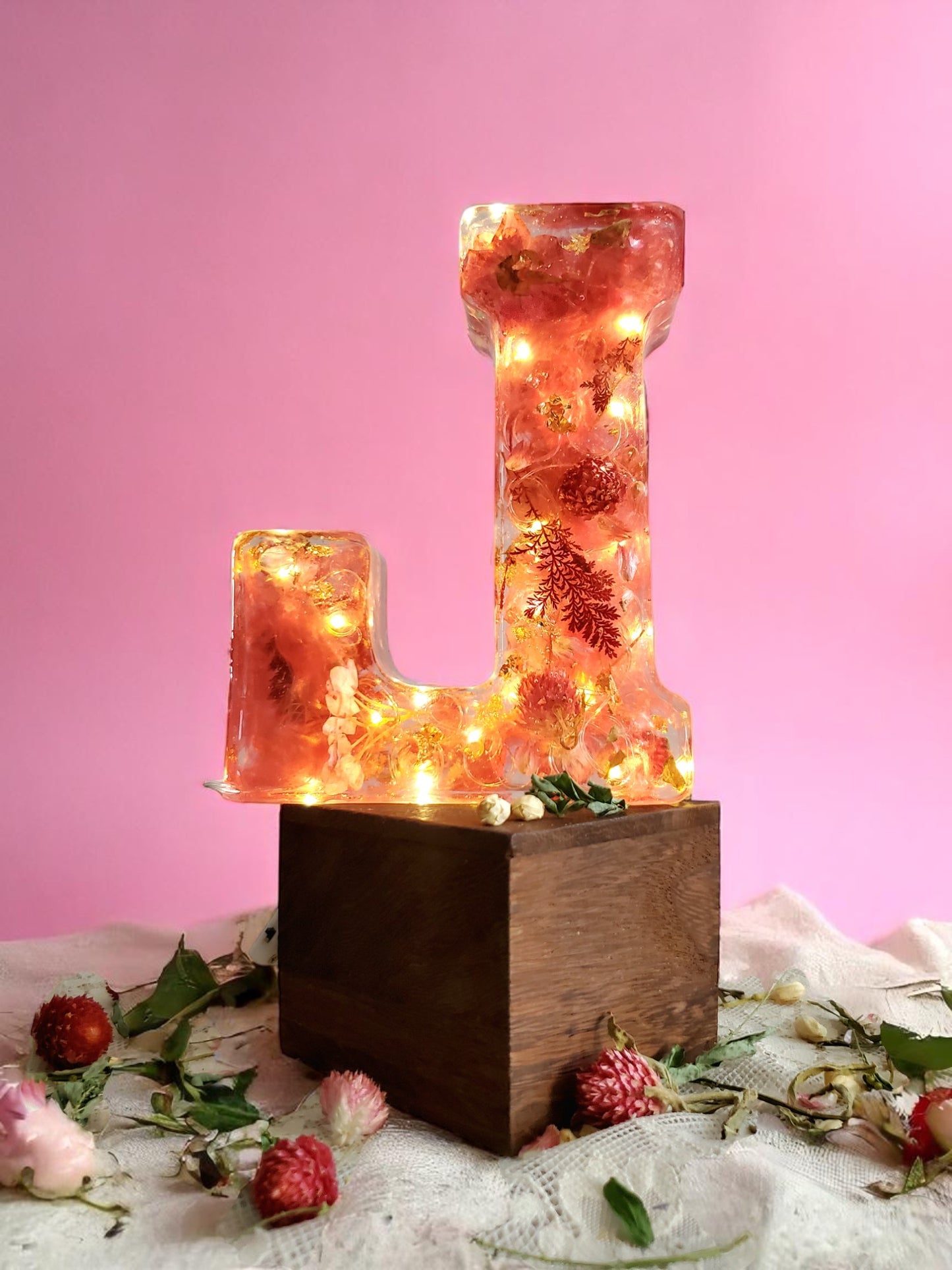 Custom LED Resin Letter, Birthday Gift | Real Dried Flowers | Personalized Decor| Gift for Her, Baby Nursery Decor | Memorial | Made For You