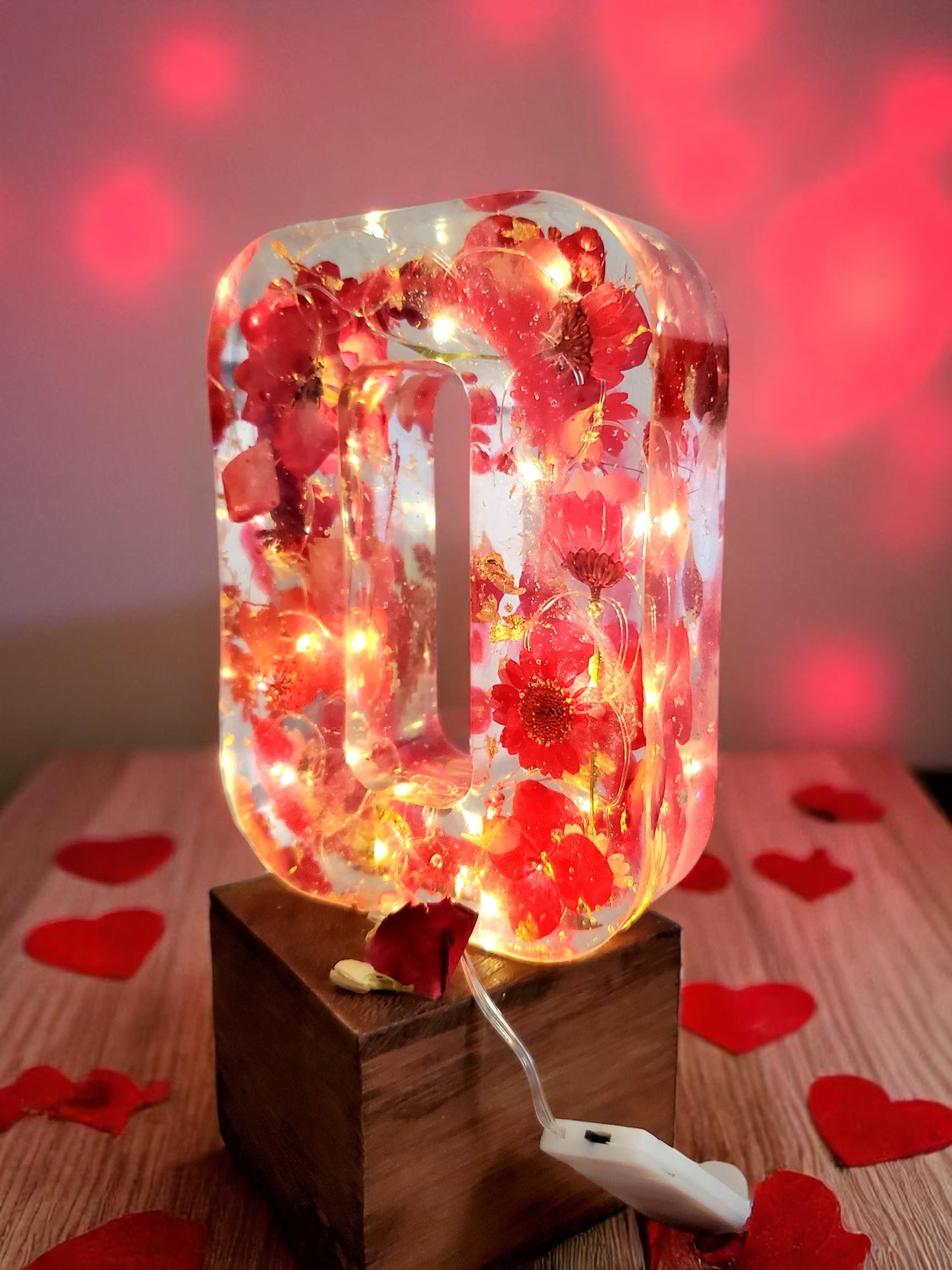 Custom LED Resin Letter | Real Dried Flowers | Personalized Floral Keepsake | Gift for Her | Baby Name Deco | Birth Flower | Made for You