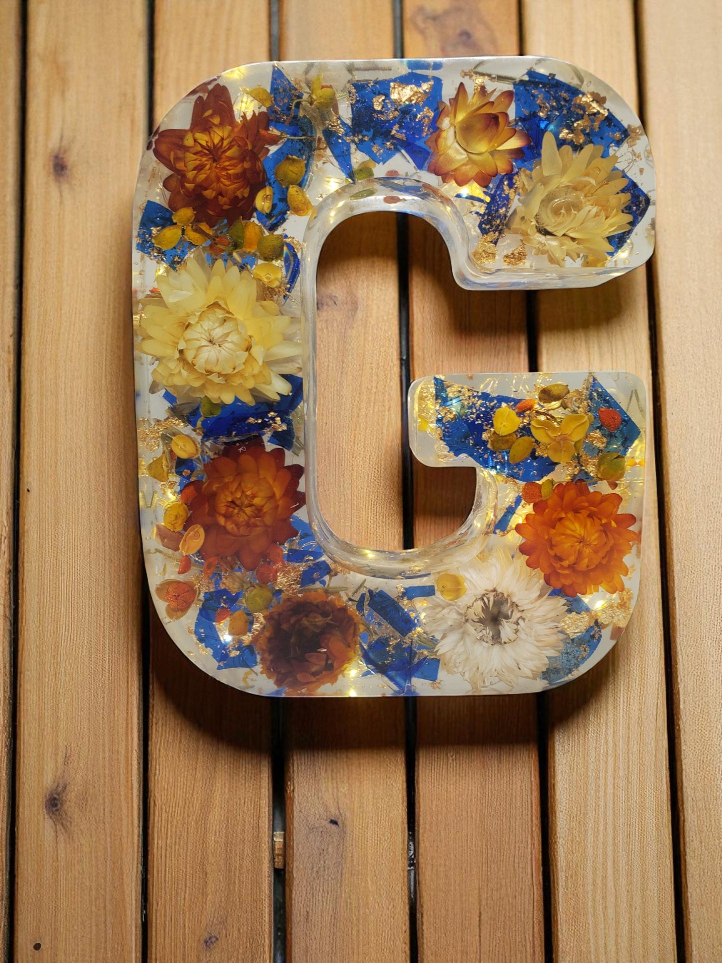 Custom LED Resin Letter | Real Dried Flowers | Personalized Floral, Clear Epoxy Resin | Family Decor Letter, Night Light, Birth Month Flower