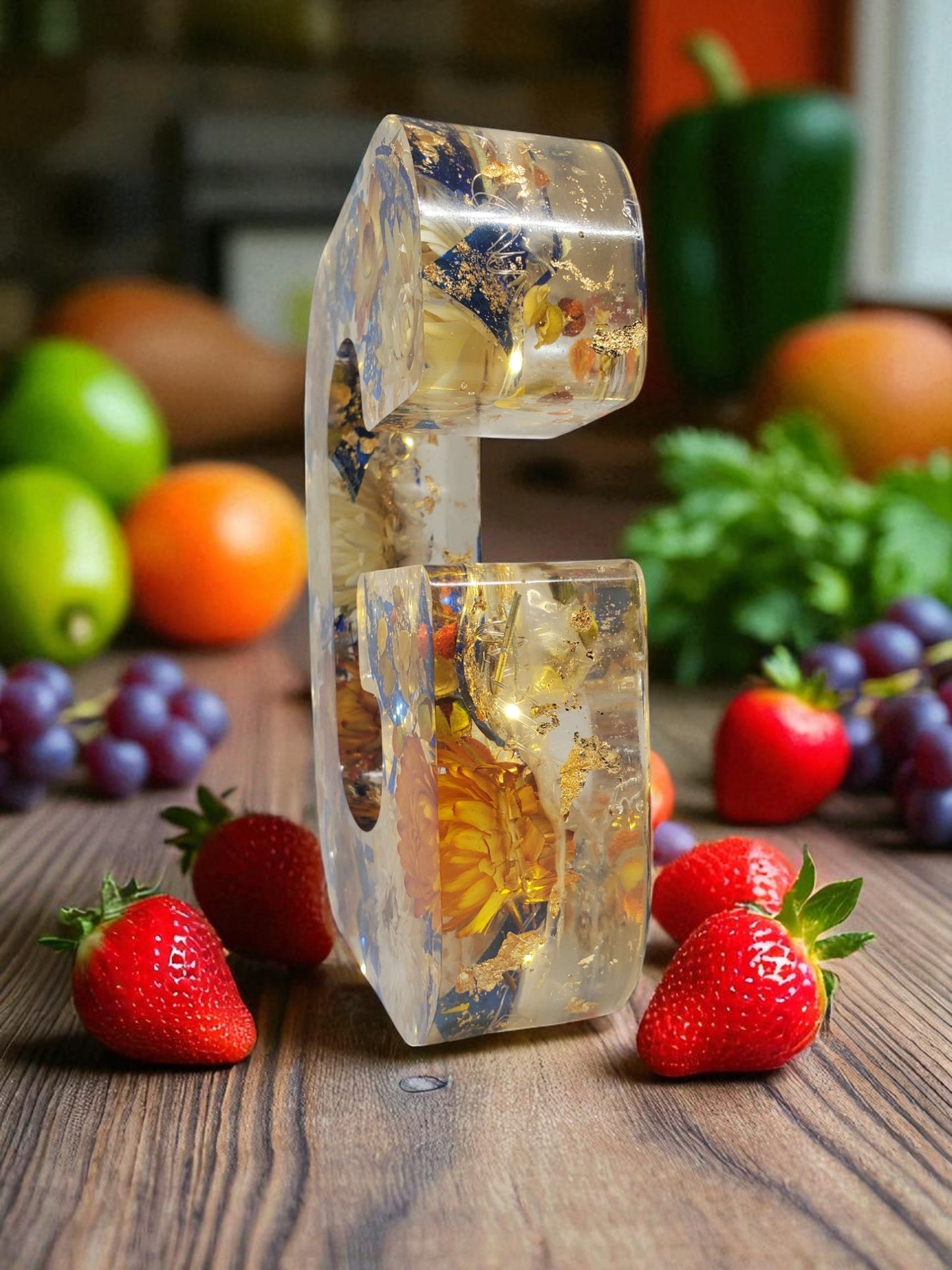 Custom LED Resin Letter | Real Dried Flowers | Personalized Floral, Clear Epoxy Resin | Family Decor Letter, Night Light, Birth Month Flower