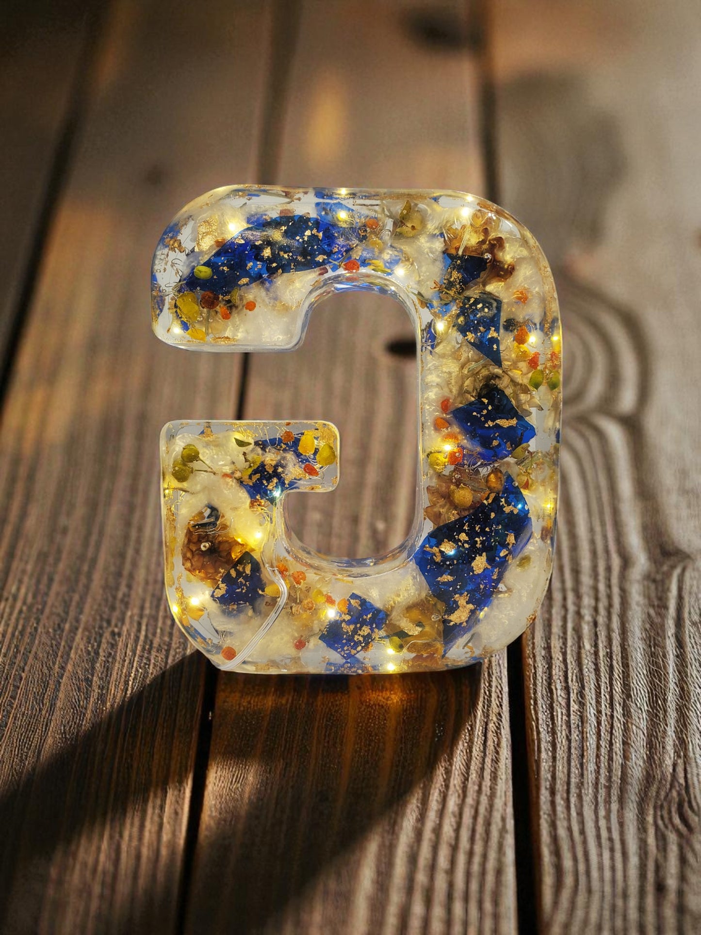 Custom LED Resin Letter | Real Dried Flowers | Personalized Floral, Clear Epoxy Resin | Family Decor Letter, Night Light, Birth Month Flower