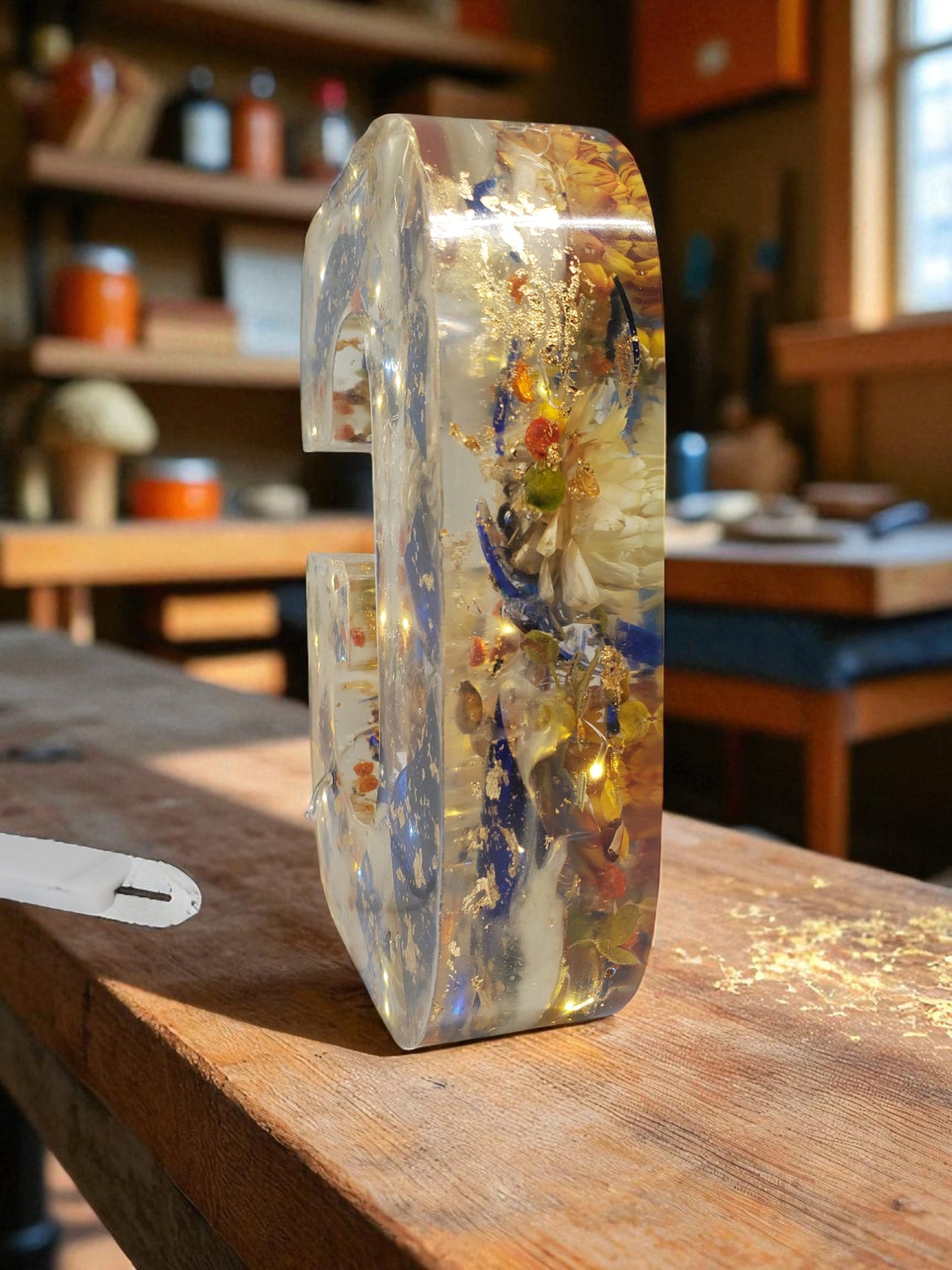 Custom LED Resin Letter | Real Dried Flowers | Personalized Floral, Clear Epoxy Resin | Family Decor Letter, Night Light, Birth Month Flower