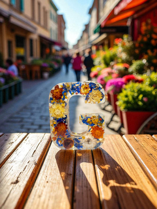Custom LED Resin Letter | Real Dried Flowers | Personalized Floral, Clear Epoxy Resin | Family Decor Letter, Night Light, Birth Month Flower