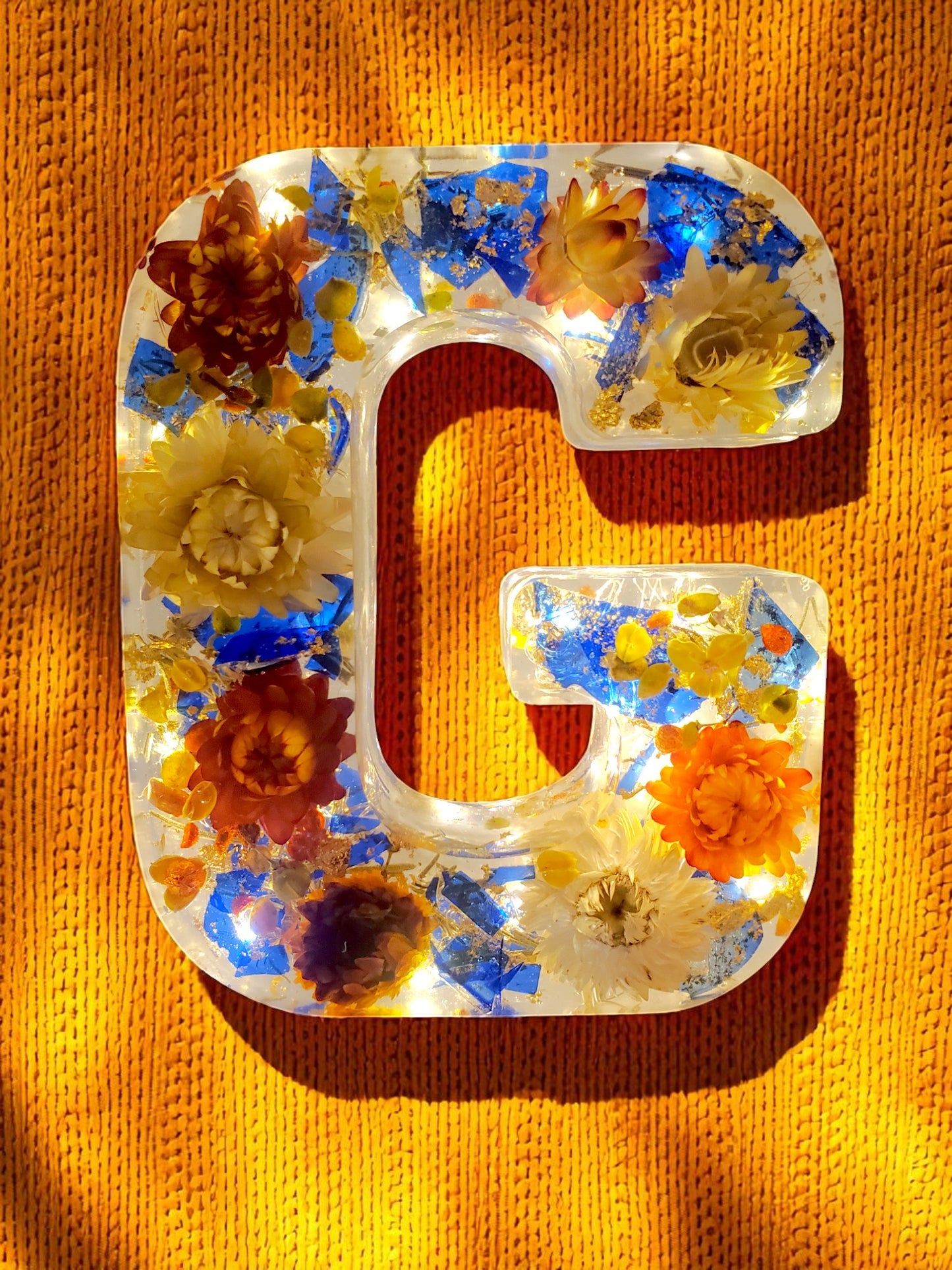 Custom LED Resin Letter | Real Dried Flowers | Personalized Floral, Clear Epoxy Resin | Family Decor Letter, Night Light, Birth Month Flower