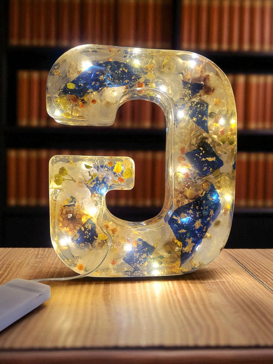 Custom LED Resin Letter | Real Dried Flowers | Personalized Floral, Clear Epoxy Resin | Family Decor Letter, Night Light, Birth Month Flower