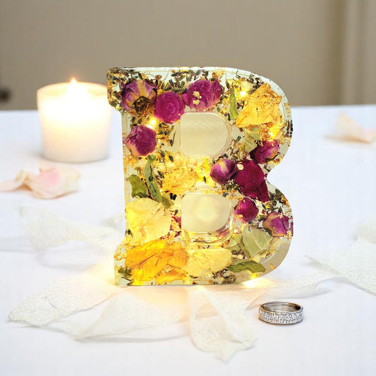 Custom LED Resin Letters | Real Dried Flowers | Personalized Floral Keepsake, Gift for Her, Baby Decor, Memorial | Holiday Decor