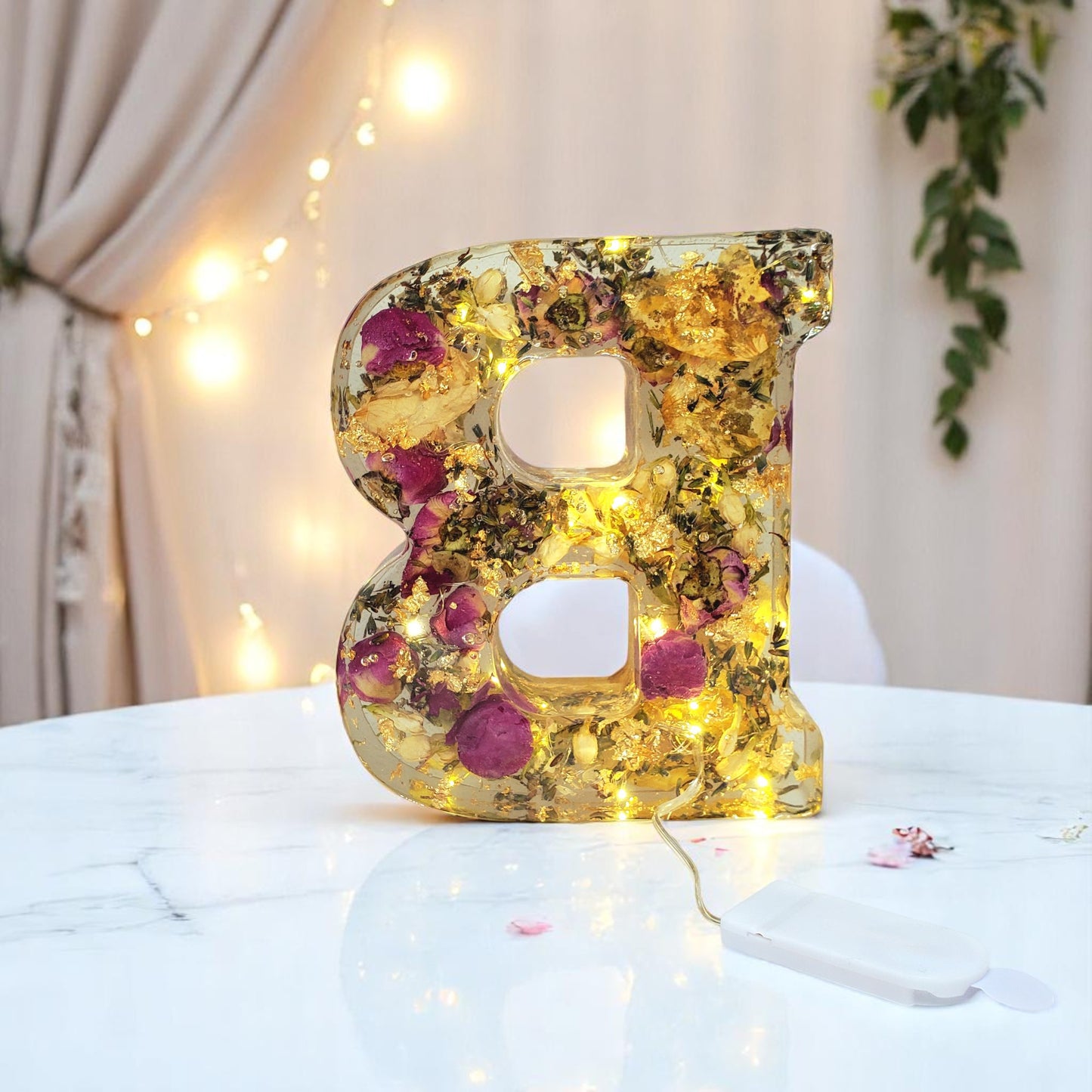 Custom LED Resin Letters | Real Dried Flowers | Personalized Floral Keepsake, Gift for Her, Baby Decor, Memorial | Holiday Decor