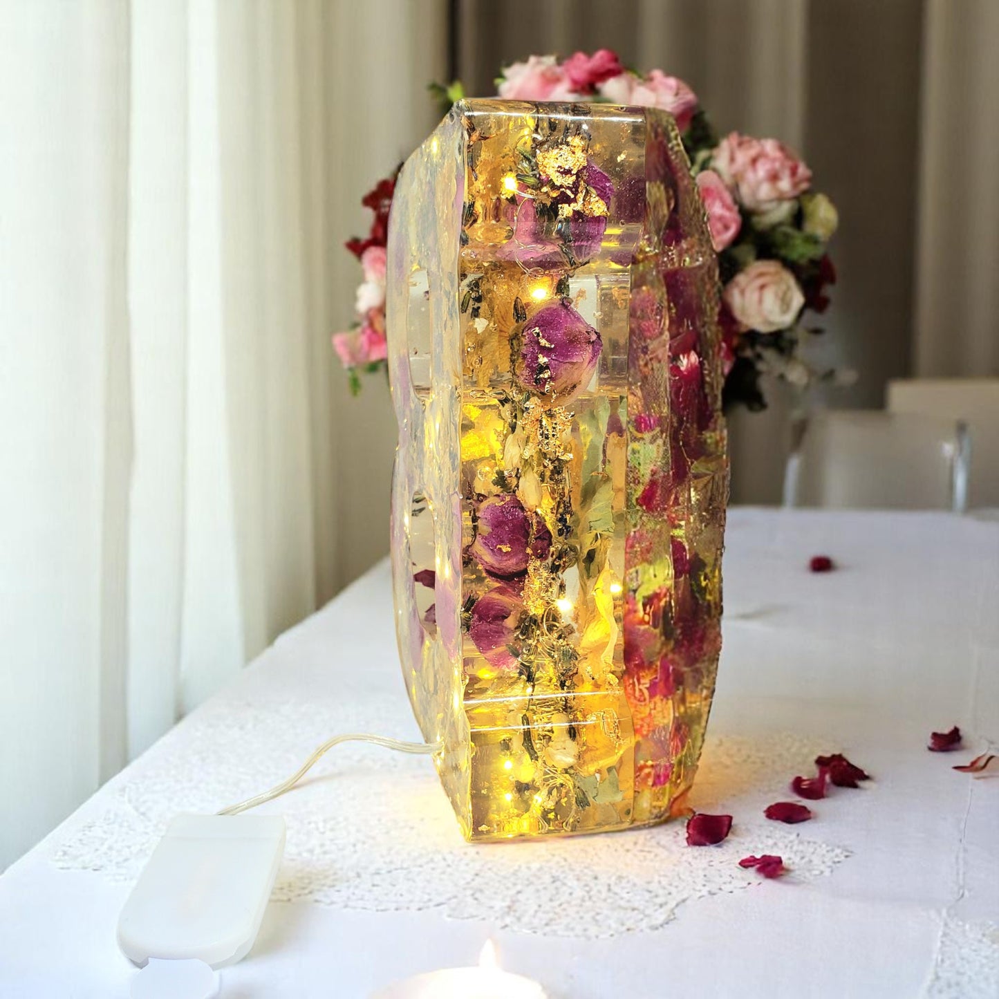 Custom LED Resin Letters | Real Dried Flowers | Personalized Floral Keepsake, Gift for Her, Baby Decor, Memorial | Holiday Decor