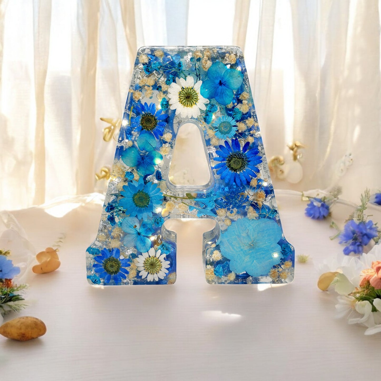 Light up Letters, Custom LED Resin Letter | Real Dried Flowers | Personalized Floral Keepsake | Gift for Her, Baby Name Decor | Made for You