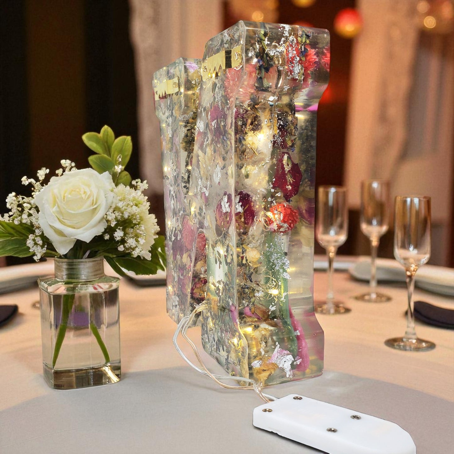 Custom LED Resin Letter | Real Dried Flowers | Personalized Floral Keepsake | Gift for Her | Baby Initials | Memorial Letter | Holiday Decor
