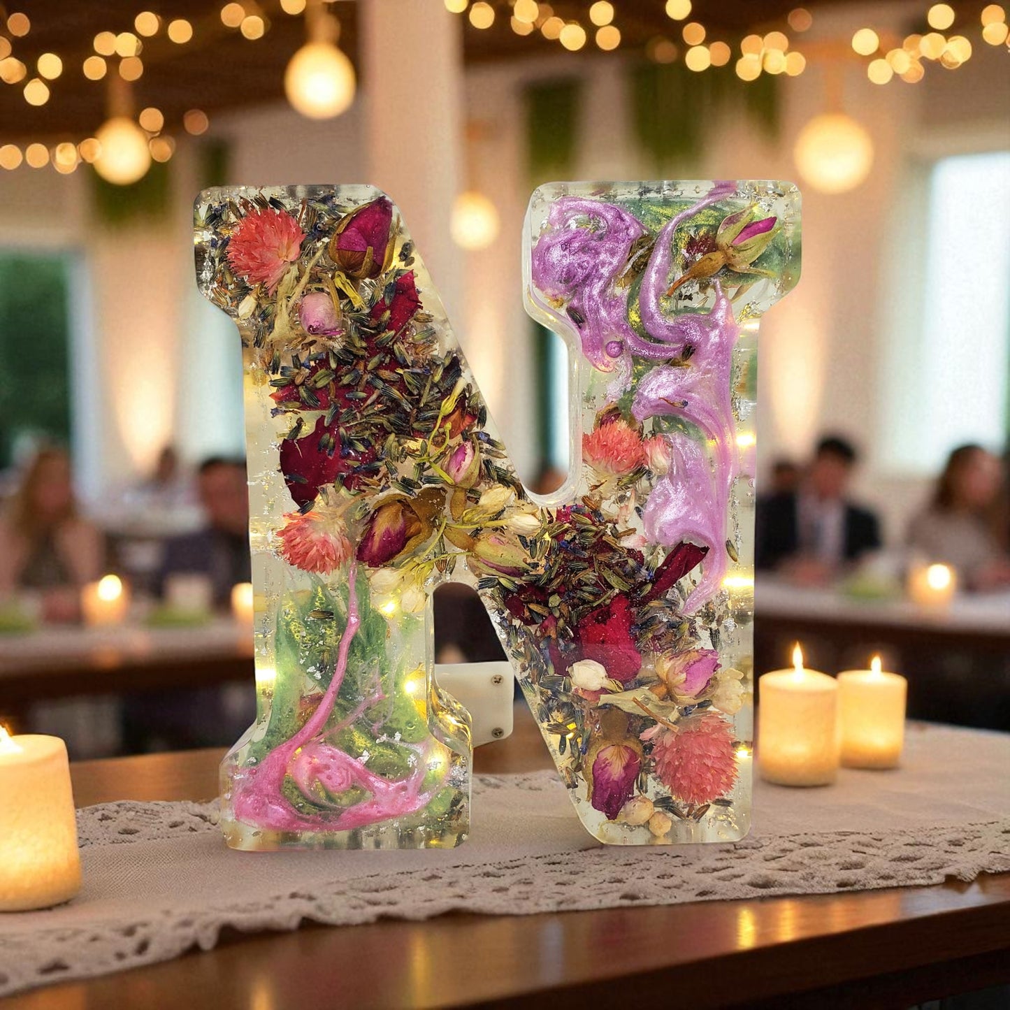 Custom LED Resin Letter | Real Dried Flowers | Personalized Floral Keepsake | Gift for Her | Baby Initials | Memorial Letter | Holiday Decor