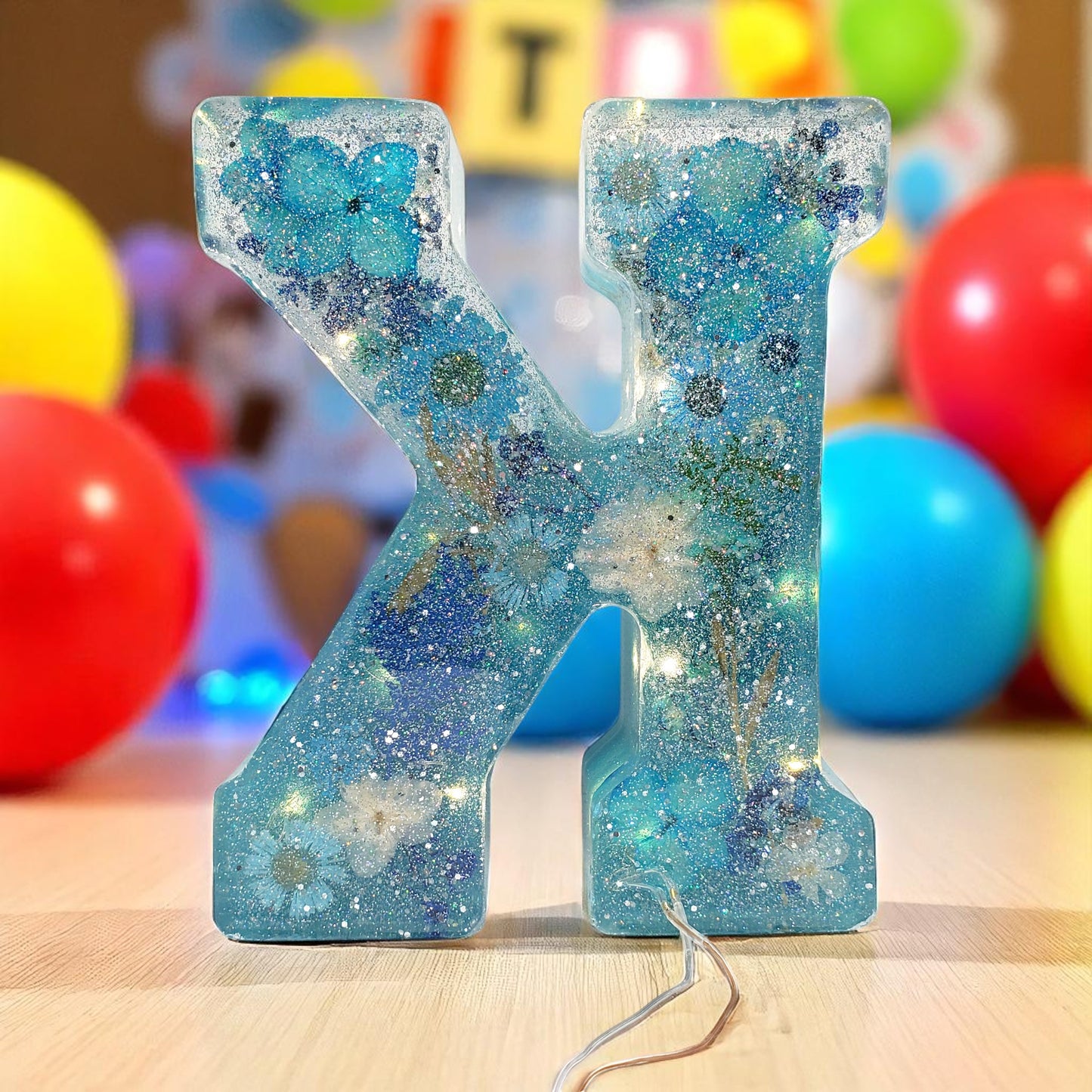 Led Resin Letter with Real Dried Flowers | Floral Keepsake and LED Name Decor Gift for Her, Baby, Memorial & Holiday | Wedding Preservation