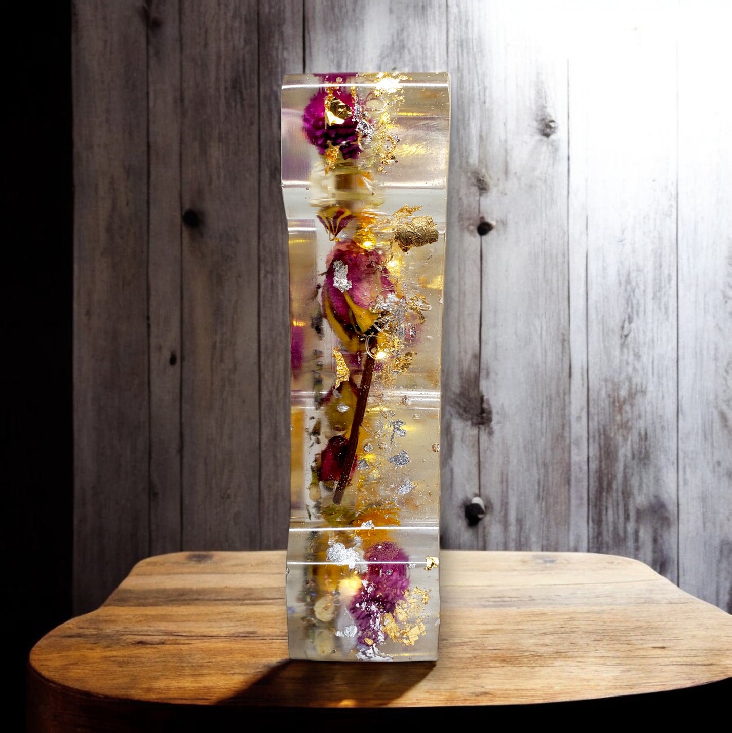 Personalized Floral Resin Letter Decor with LED | Real Pressed Flowers Wedding Gift for Him & Her | Unique Keepsake for Anniversary or Home