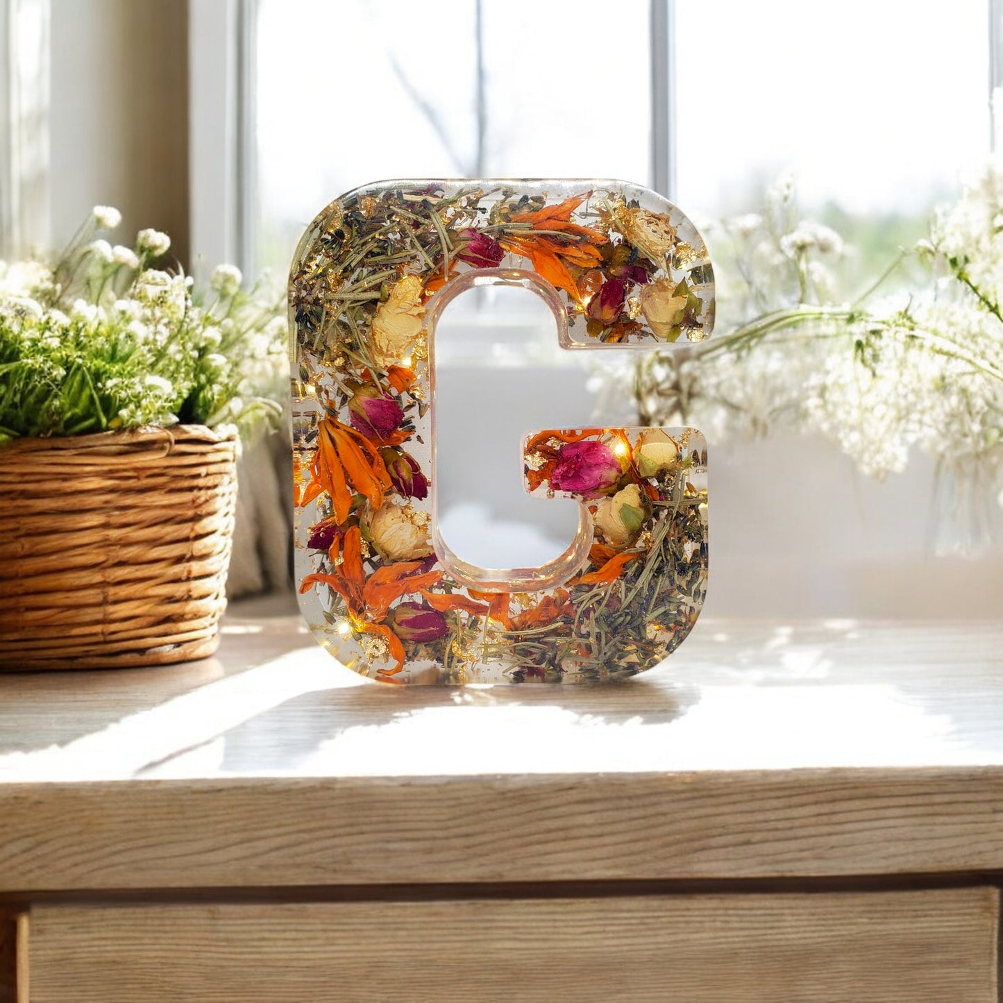 Custom Resin Letters, LED Letter, Dried Flowers, Ideas Bridesmaids Proposal, Light Up Letters, Pressed Flowers, 10 year wedding anniversary