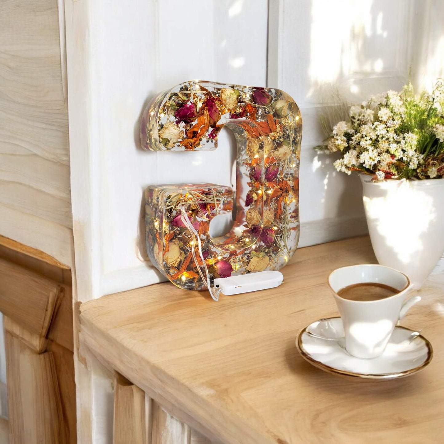 Custom Resin Letters, LED Letter, Dried Flowers, Ideas Bridesmaids Proposal, Light Up Letters, Pressed Flowers, 10 year wedding anniversary