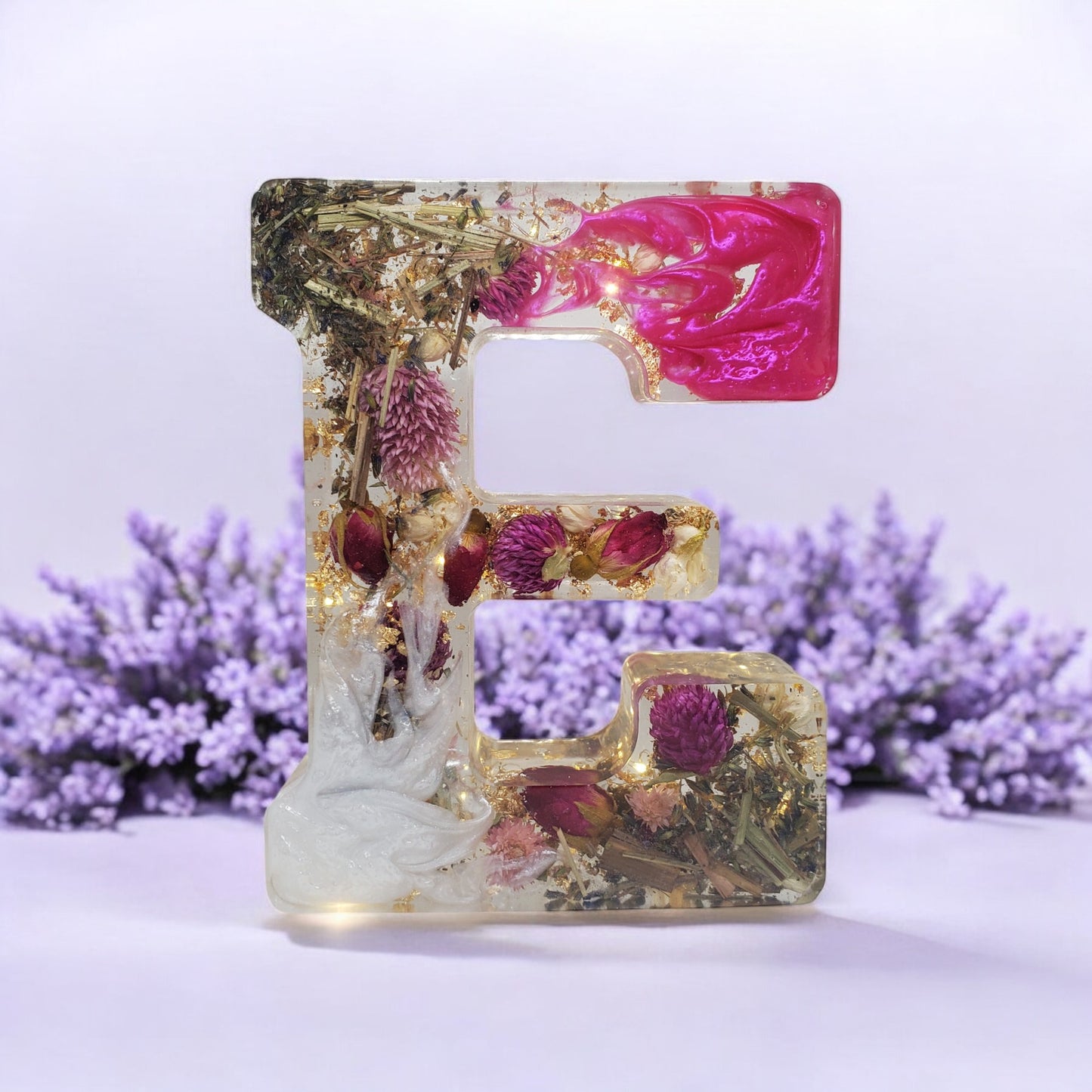 Custom Resin Light up Letters | Real Flowers, Personalized Keepsake, Initial Letter | Gift for Her | Dried Floral Art | Boho Style Aesthetic