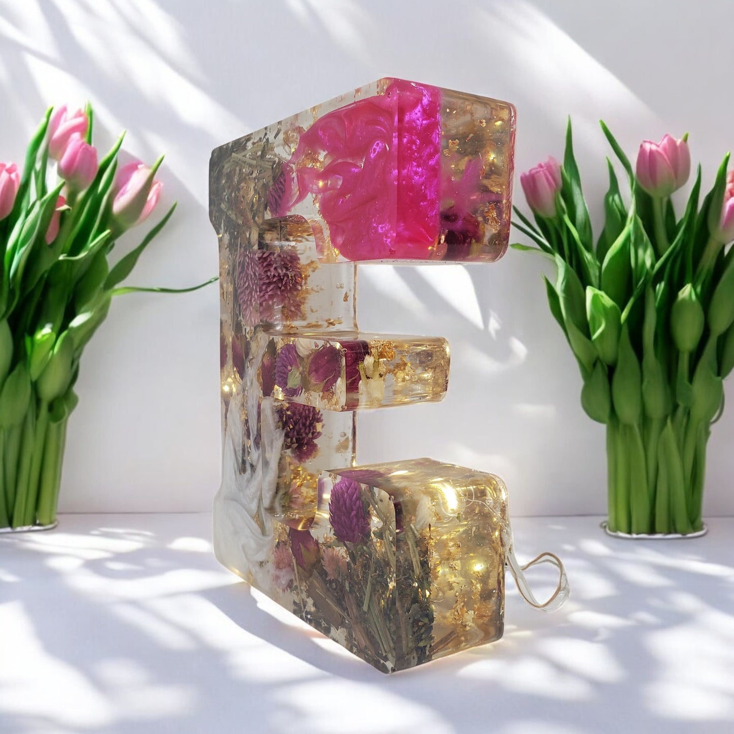 Custom Resin Light up Letters | Real Flowers, Personalized Keepsake, Initial Letter | Gift for Her | Dried Floral Art | Boho Style Aesthetic