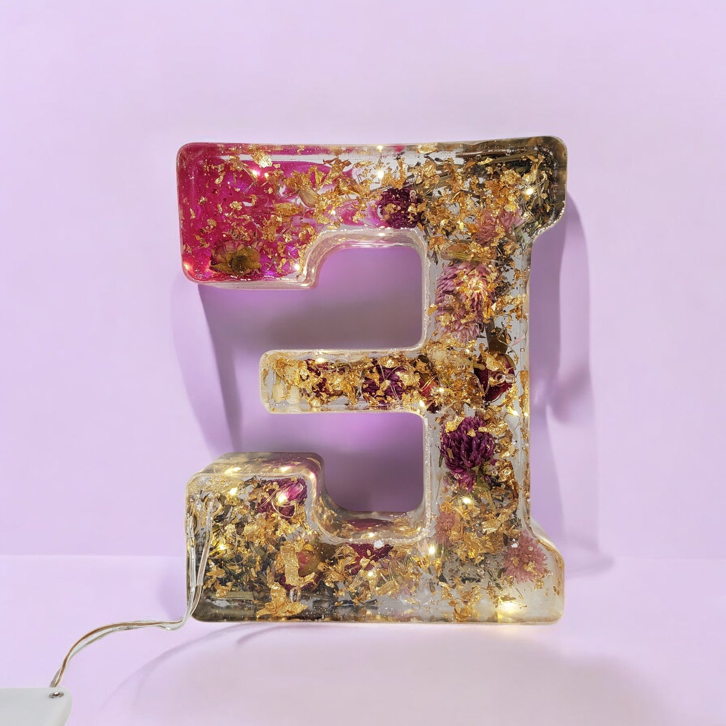 Custom Resin Light up Letters | Real Flowers, Personalized Keepsake, Initial Letter | Gift for Her | Dried Floral Art | Boho Style Aesthetic