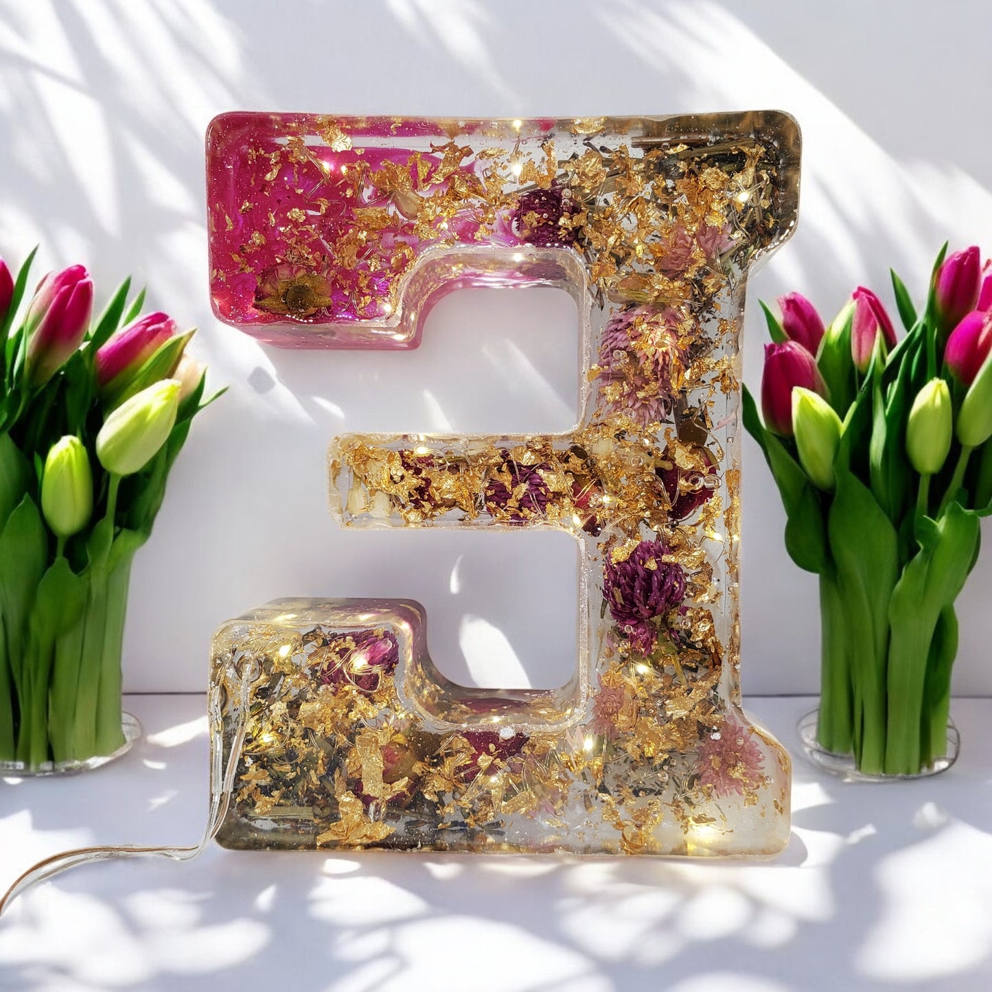 Custom Resin Light up Letters | Real Flowers, Personalized Keepsake, Initial Letter | Gift for Her | Dried Floral Art | Boho Style Aesthetic