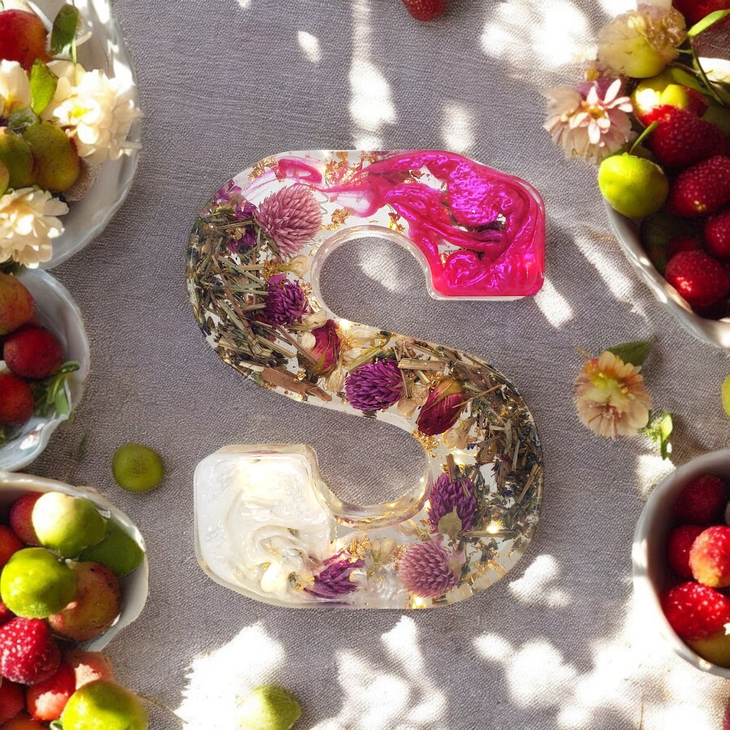 Custom LED Resin Letter | Real Dried Flowers | Personalized Floral Keepsake | Illuminated Letter Decor | Birth Month Flower | Made for You