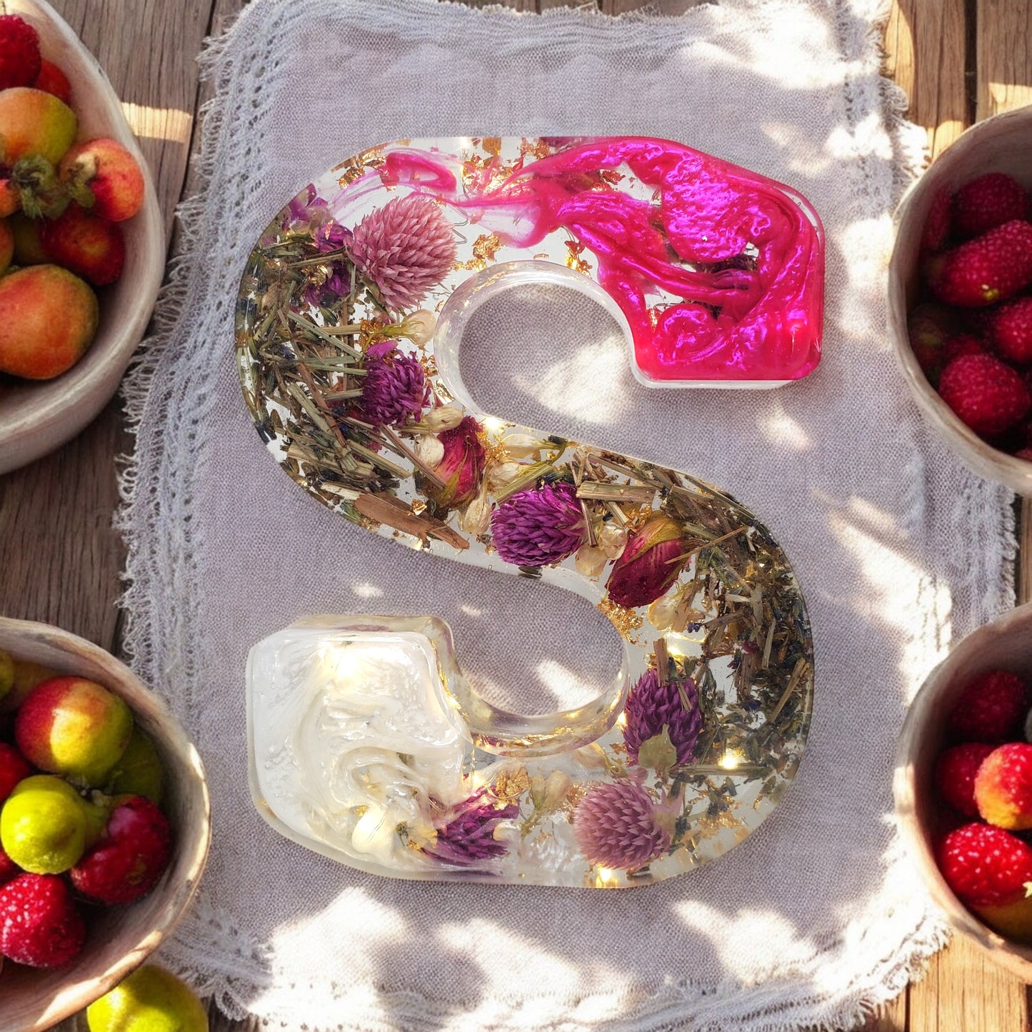 Custom LED Resin Letter | Real Dried Flowers | Personalized Floral Keepsake | Illuminated Letter Decor | Birth Month Flower | Made for You