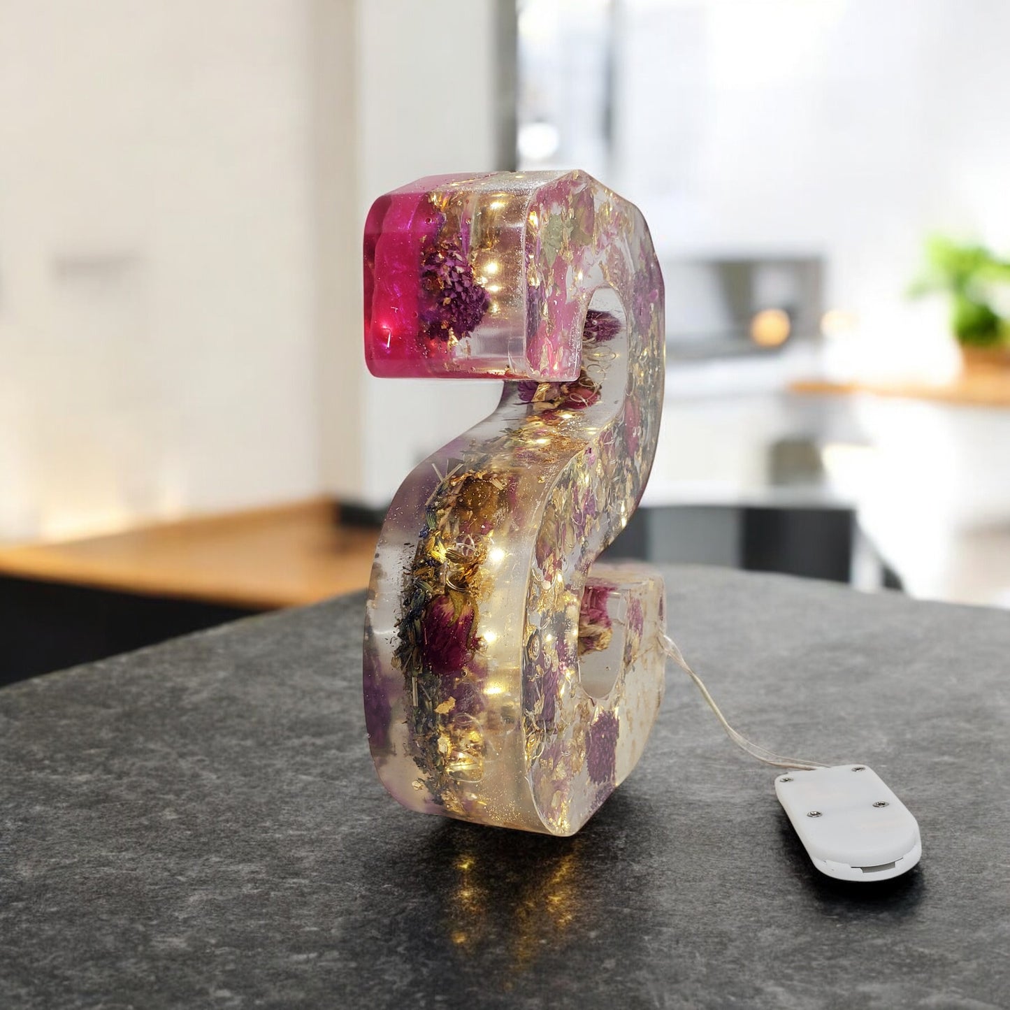 Custom LED Resin Letter | Real Dried Flowers | Personalized Floral Keepsake | Illuminated Letter Decor | Birth Month Flower | Made for You