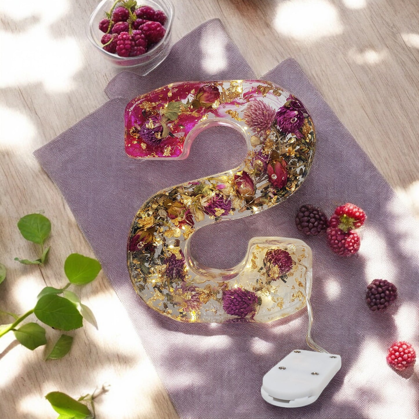 Custom LED Resin Letter | Real Dried Flowers | Personalized Floral Keepsake | Illuminated Letter Decor | Birth Month Flower | Made for You