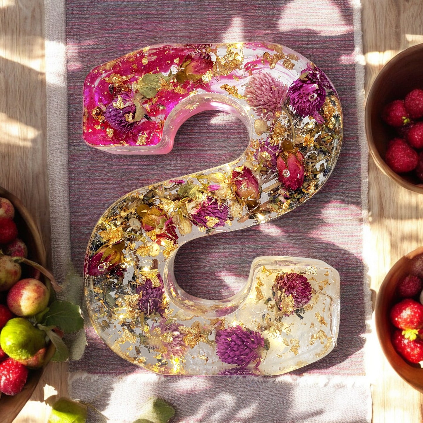 Custom LED Resin Letter | Real Dried Flowers | Personalized Floral Keepsake | Illuminated Letter Decor | Birth Month Flower | Made for You