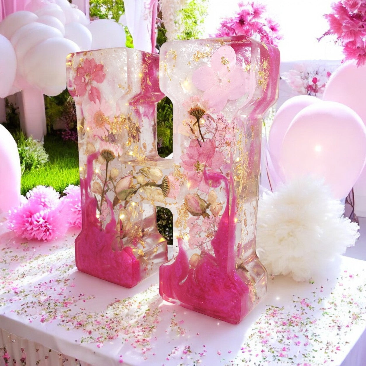 Custom LED Resin Letter | Real Dried Flowers | Personalized Floral Keepsake, Special Gift for bf | Boho Aesthetic