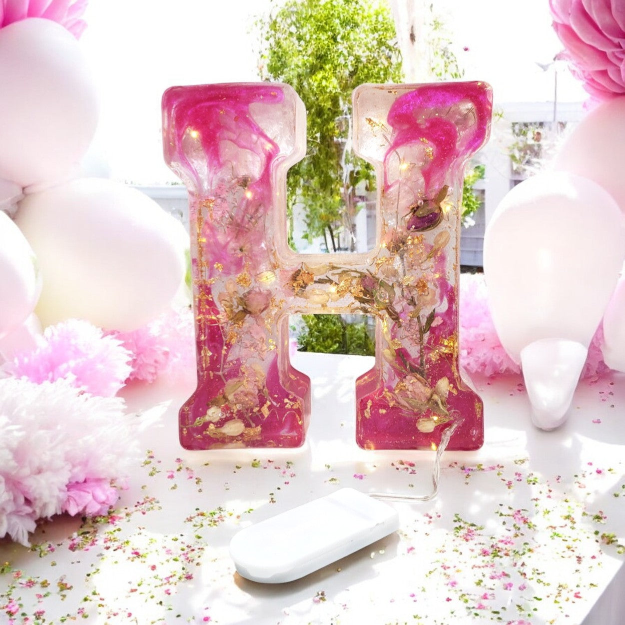 Custom LED Resin Letter | Real Dried Flowers | Personalized Floral Keepsake, Special Gift for bf | Boho Aesthetic