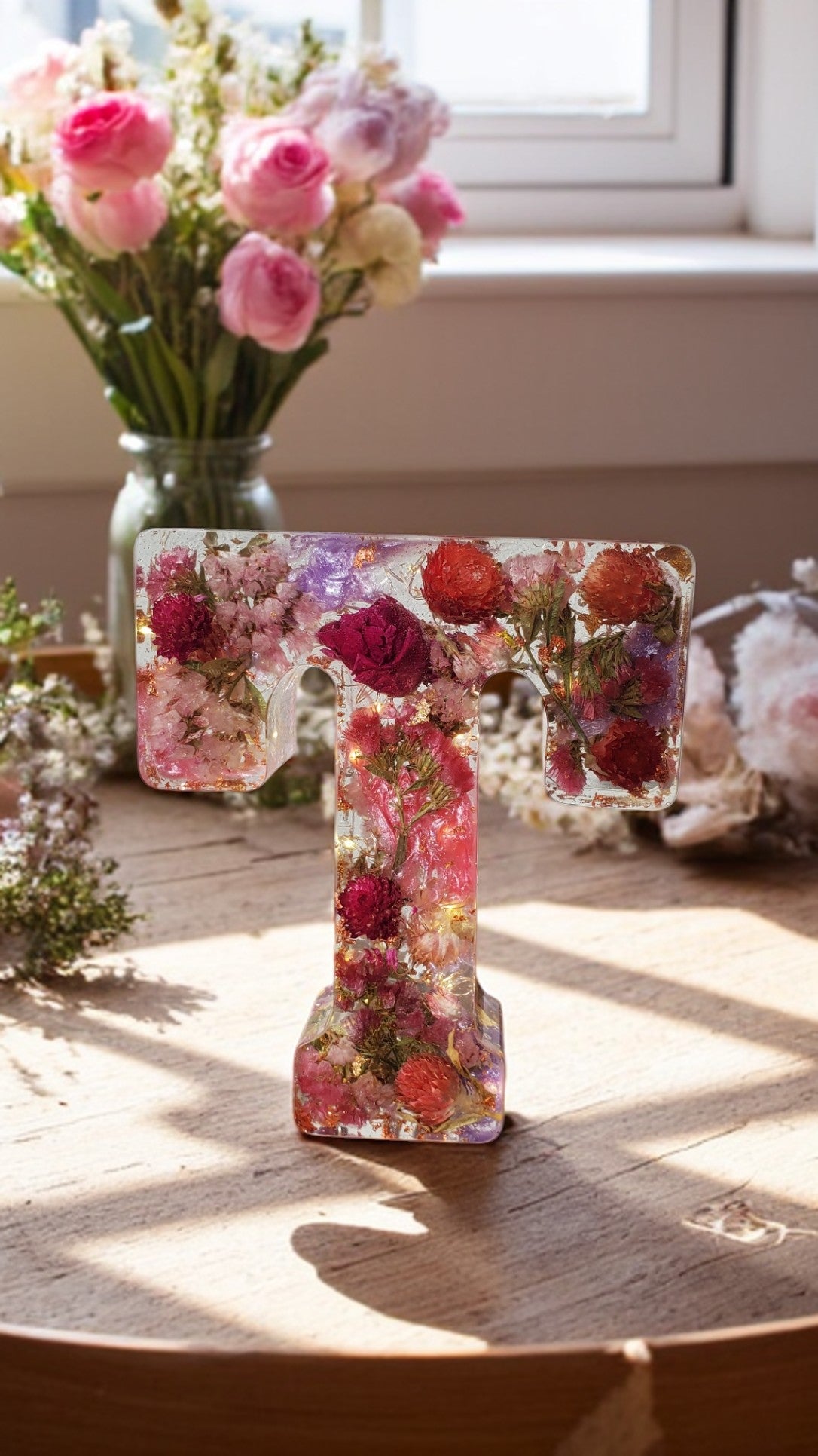 Light Up Letters | Custom LED Resin Letter with Dried Flowers | New Home Gift Ideas | Illuminated Letters | Pressed Flowers | LED Letter