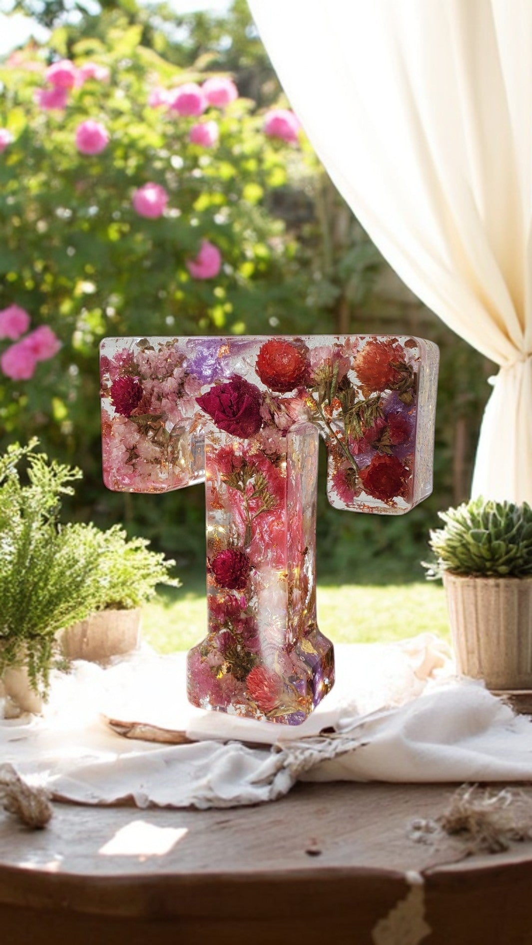 Light Up Letters | Custom LED Resin Letter with Dried Flowers | New Home Gift Ideas | Illuminated Letters | Pressed Flowers | LED Letter