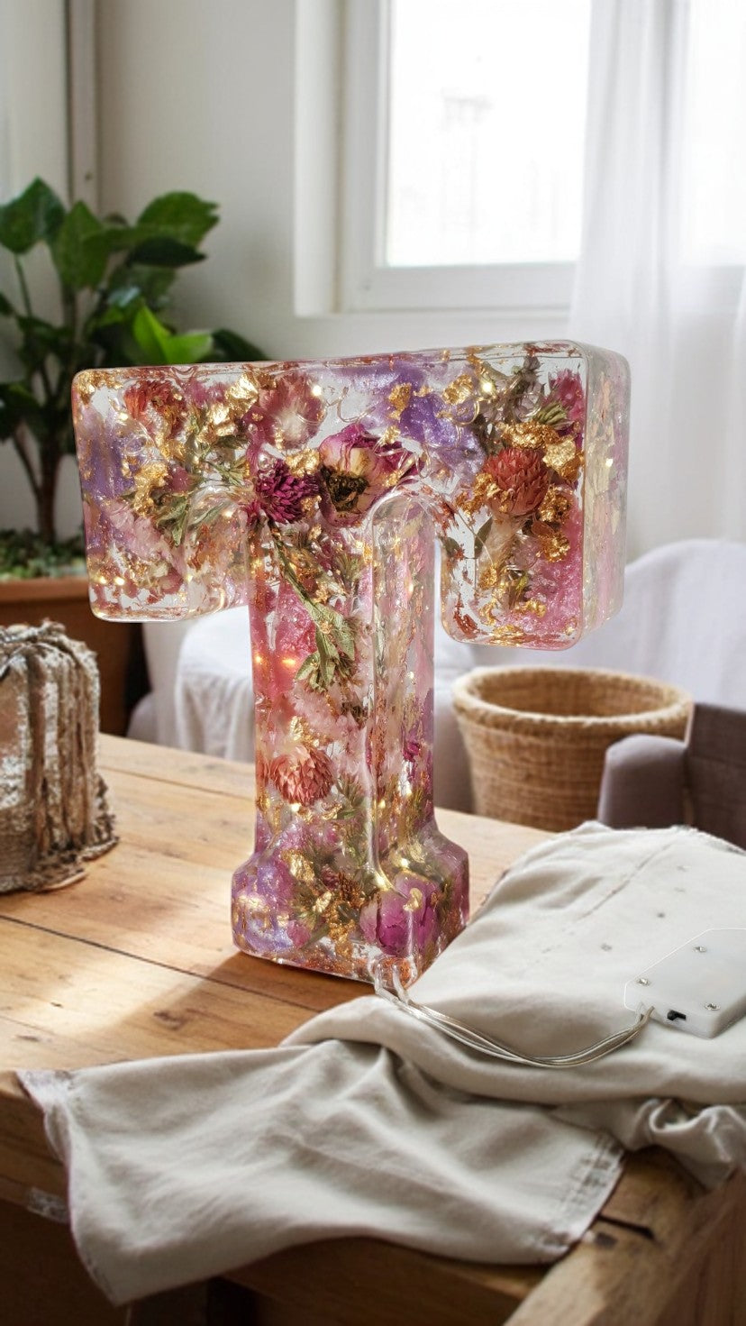Light Up Letters | Custom LED Resin Letter with Dried Flowers | New Home Gift Ideas | Illuminated Letters | Pressed Flowers | LED Letter