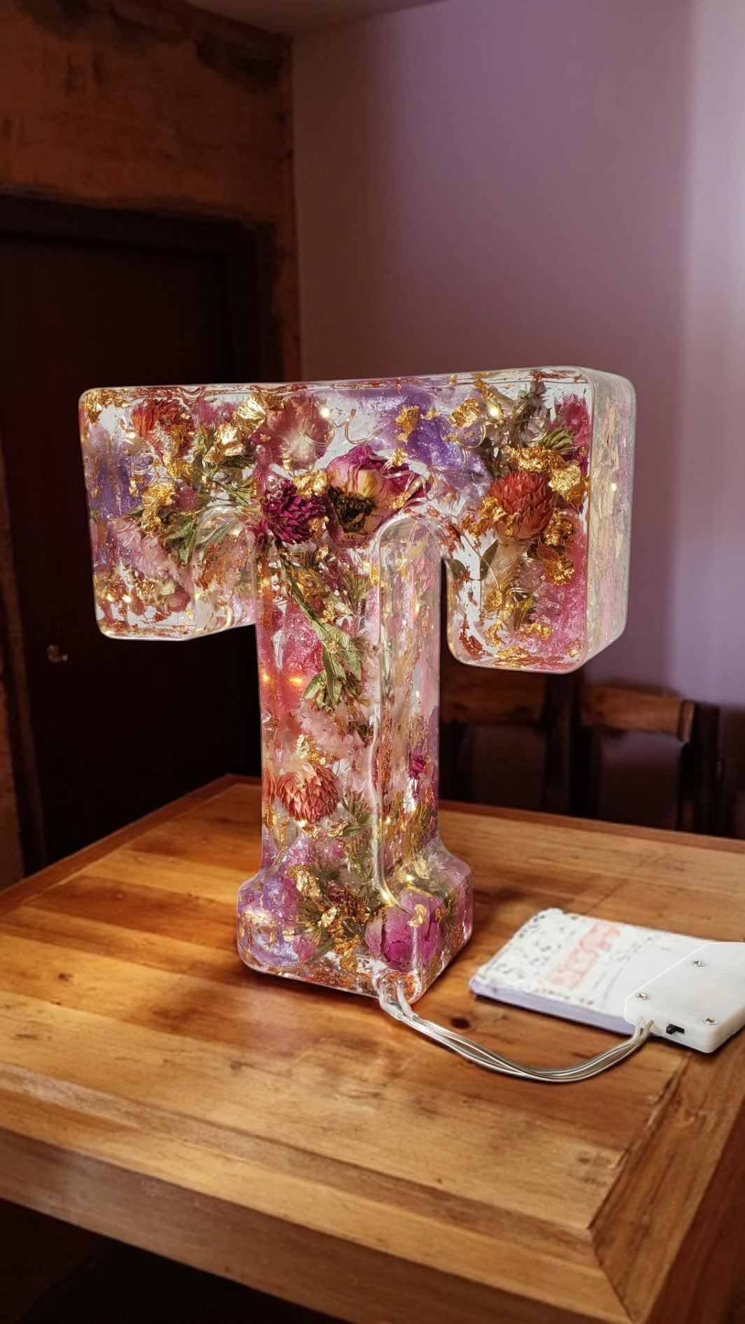 Light Up Letters | Custom LED Resin Letter with Dried Flowers | New Home Gift Ideas | Illuminated Letters | Pressed Flowers | LED Letter