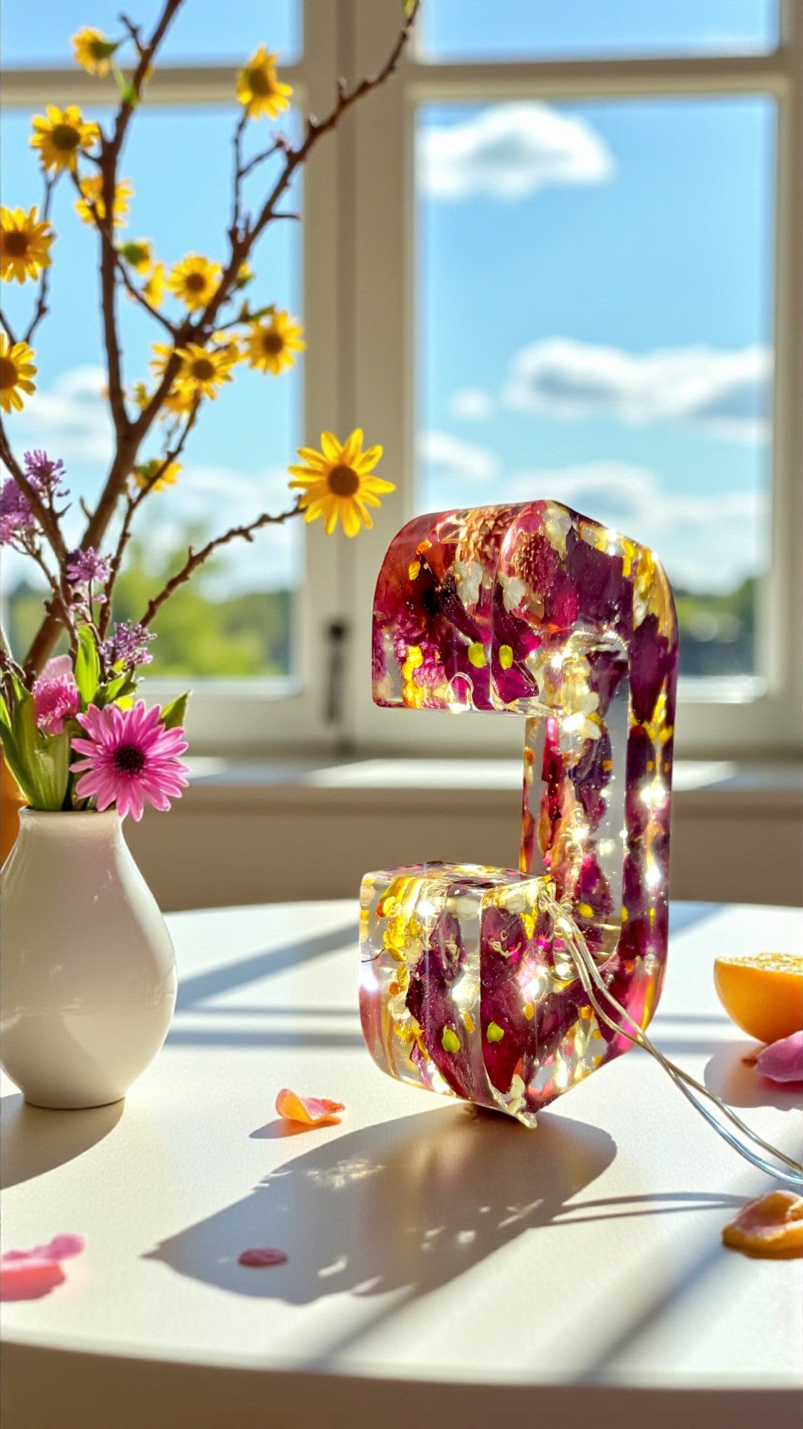 Custom LED Resin Letter with Dried Flowers | Real Dried Flowers | Personalized Floral Keepsake Gift | Holiday Decor | Gift for Home Decor