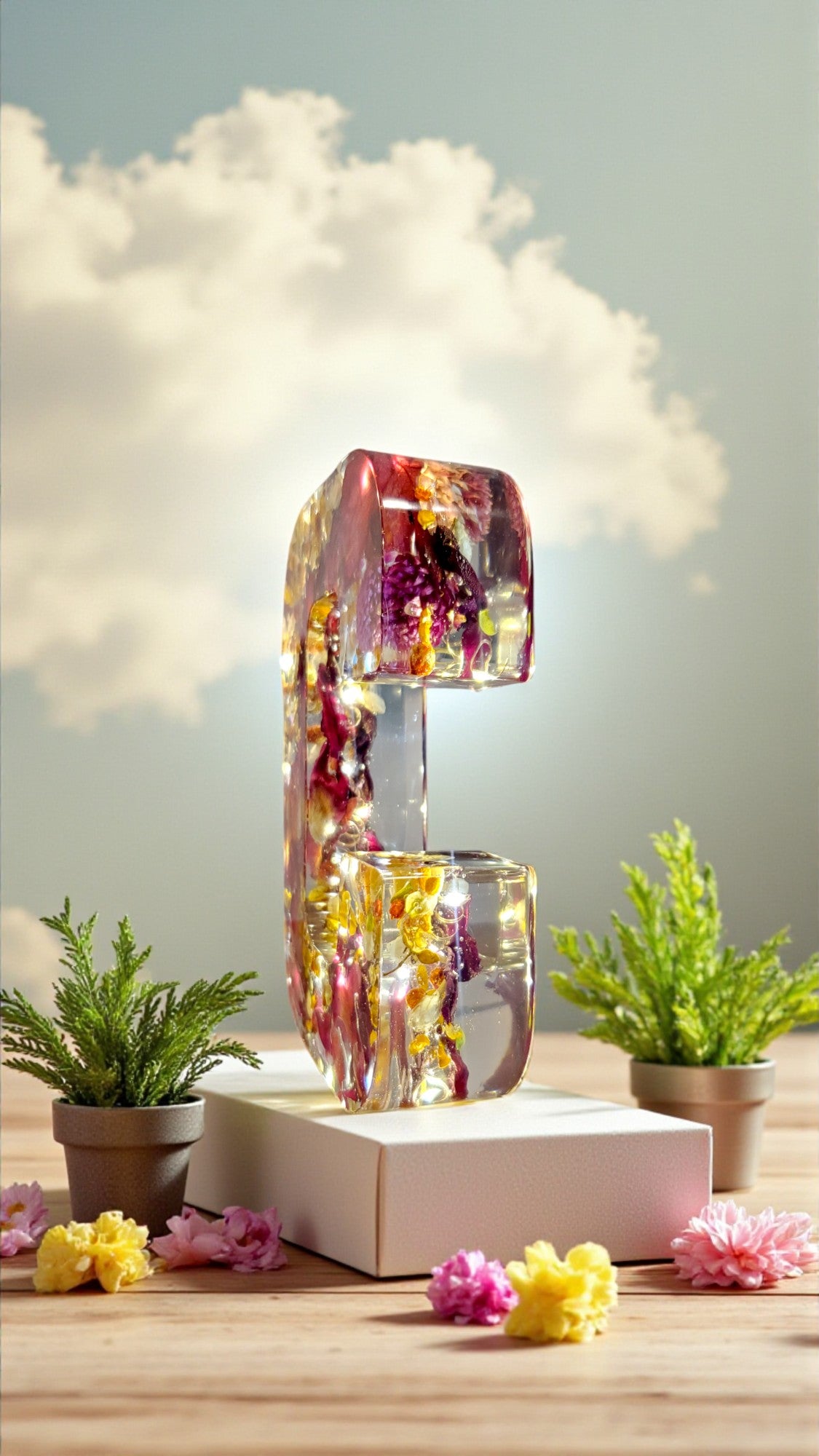 Custom LED Resin Letter with Dried Flowers | Real Dried Flowers | Personalized Floral Keepsake Gift | Holiday Decor | Gift for Home Decor