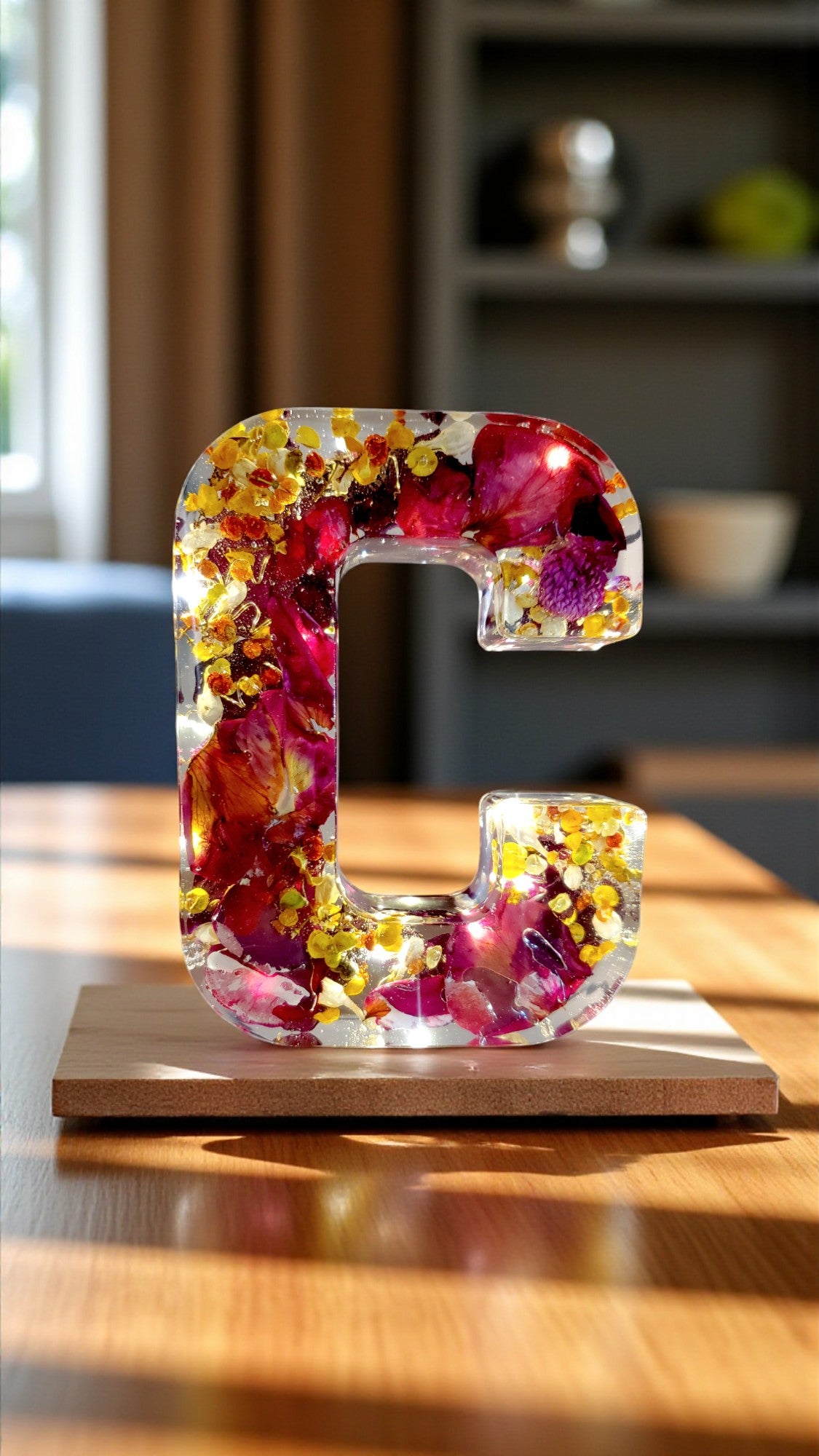 Custom LED Resin Letter with Dried Flowers | Real Dried Flowers | Personalized Floral Keepsake Gift | Holiday Decor | Gift for Home Decor