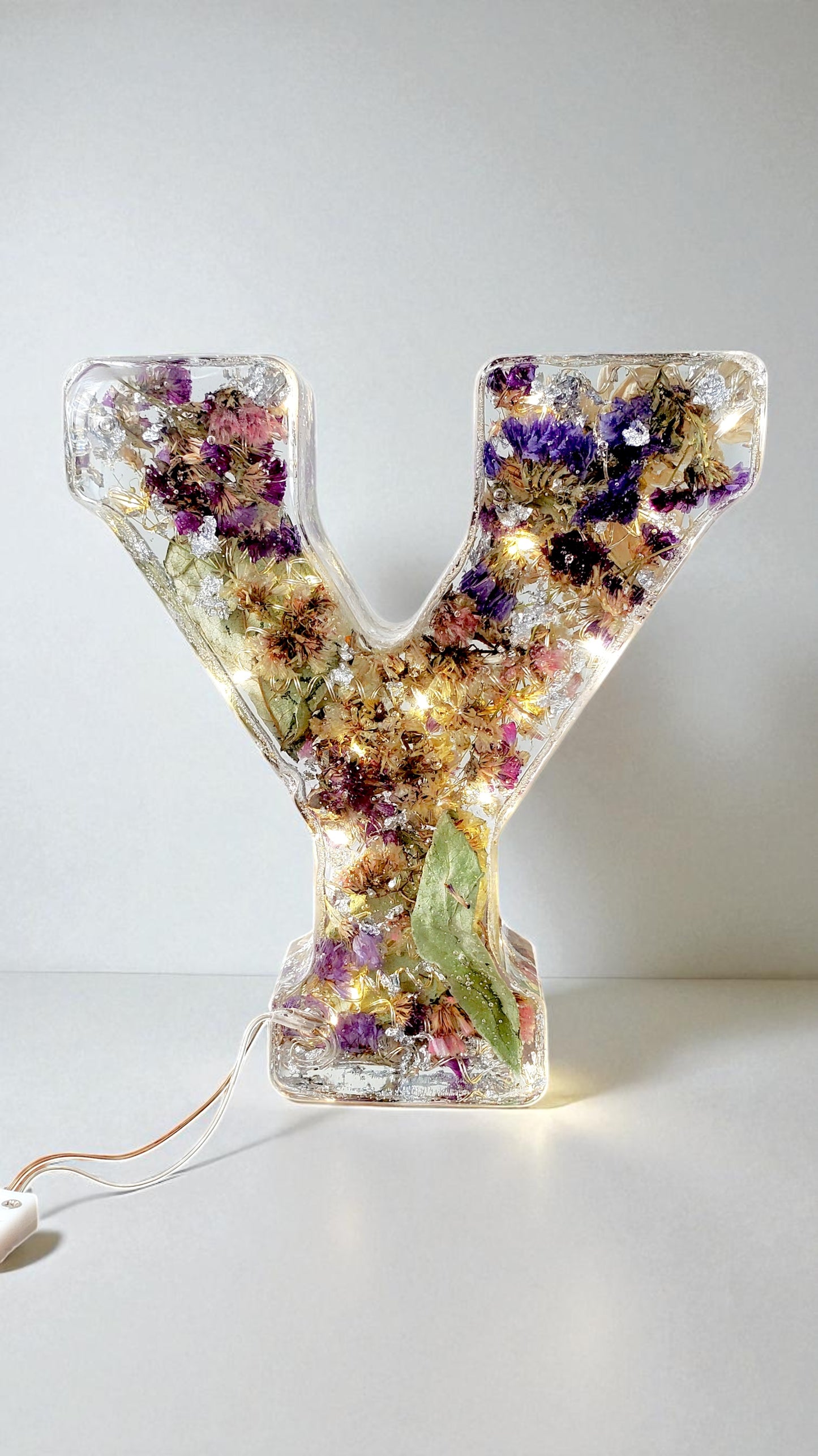 Custom LED Resin Letter | Real Dried Flowers | Personalized Floral Keepsake | Gift for Her, Baby Name Decor, Memorial Letter | Made for You