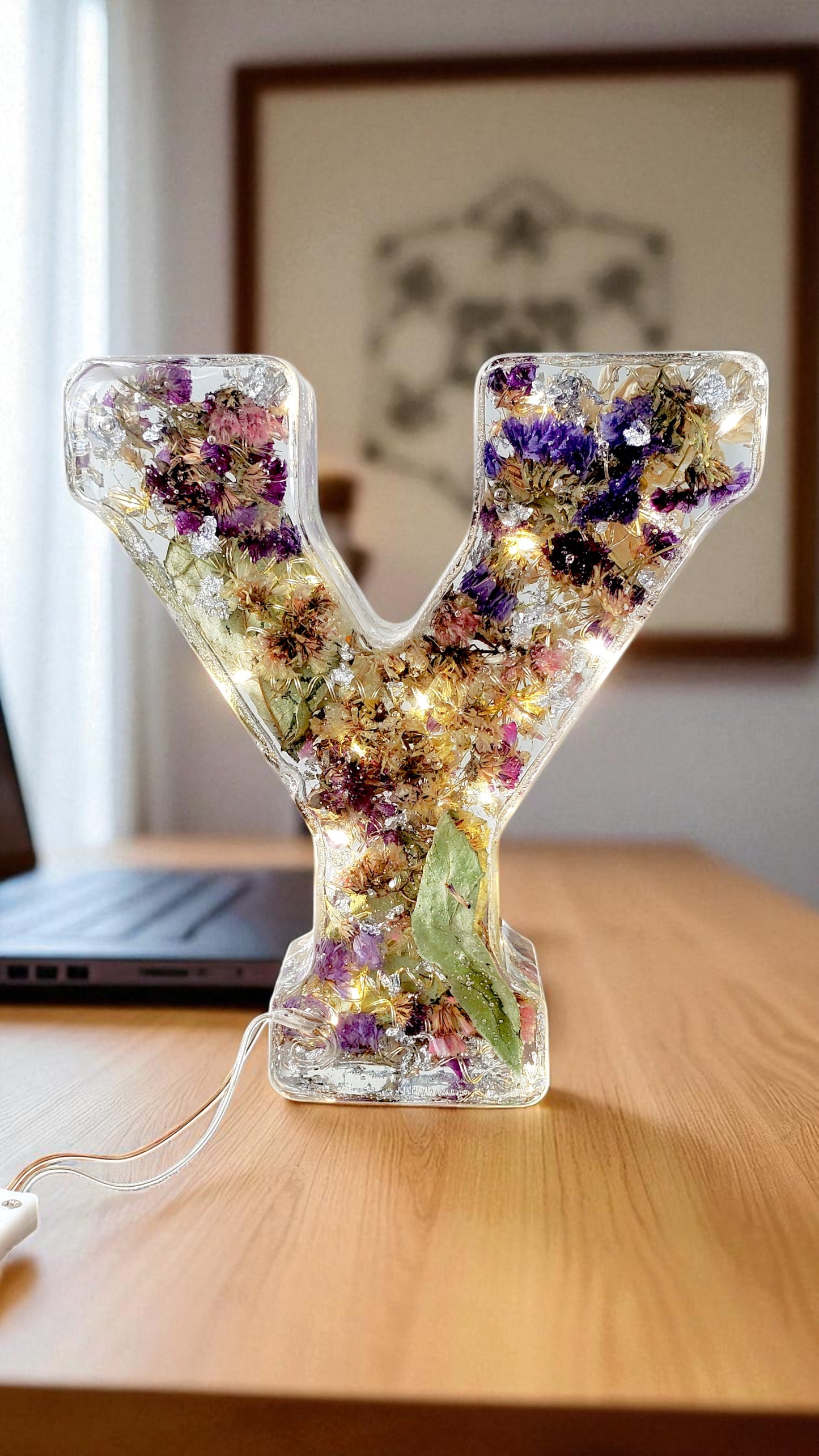Custom LED Resin Letter | Real Dried Flowers | Personalized Floral Keepsake | Gift for Her, Baby Name Decor, Memorial Letter | Made for You
