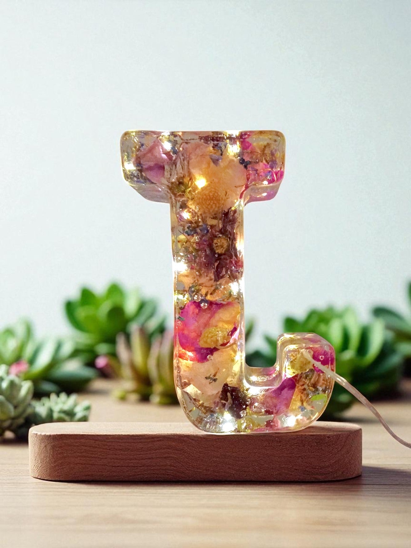 Illuminated Letters | Made For You | Light up Letter | Clear Epoxy Resin | Dried Flowers | Birth Flower | Made For You | Personalized Decor