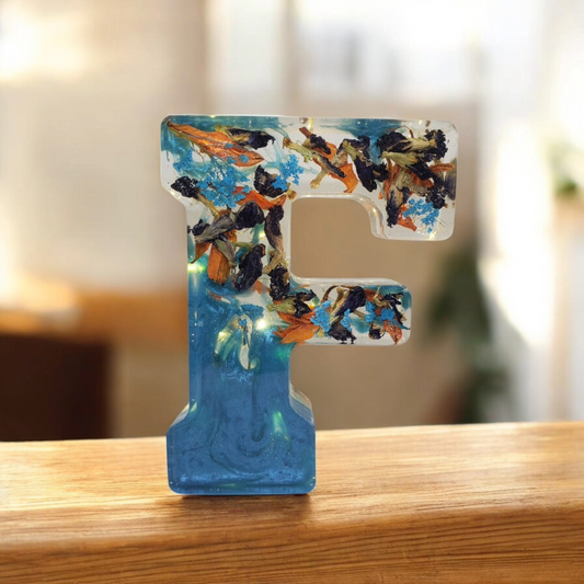 Custom LED Resin Letters | Real Dried Flowers | Personalized Keepsake | Gift for Him, Nursery Decor, Memorial | Pressed Flowers | Preserve